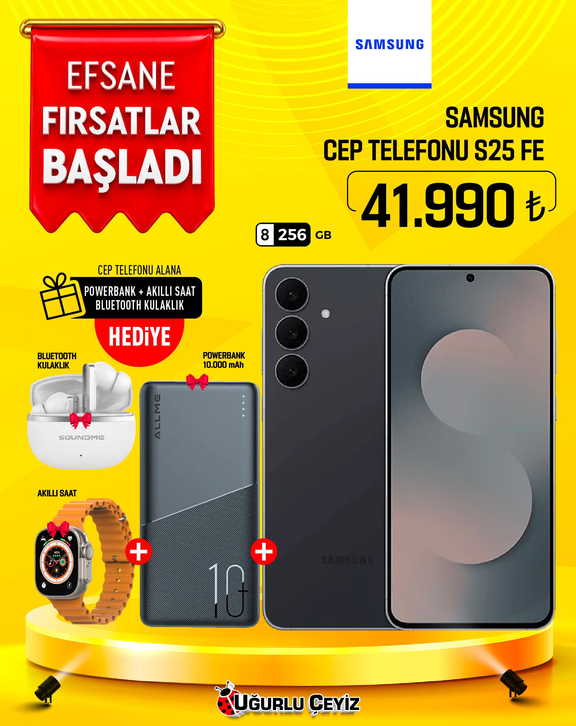 Samsung Cep Telefonu S 25 Fe Black 8/256
