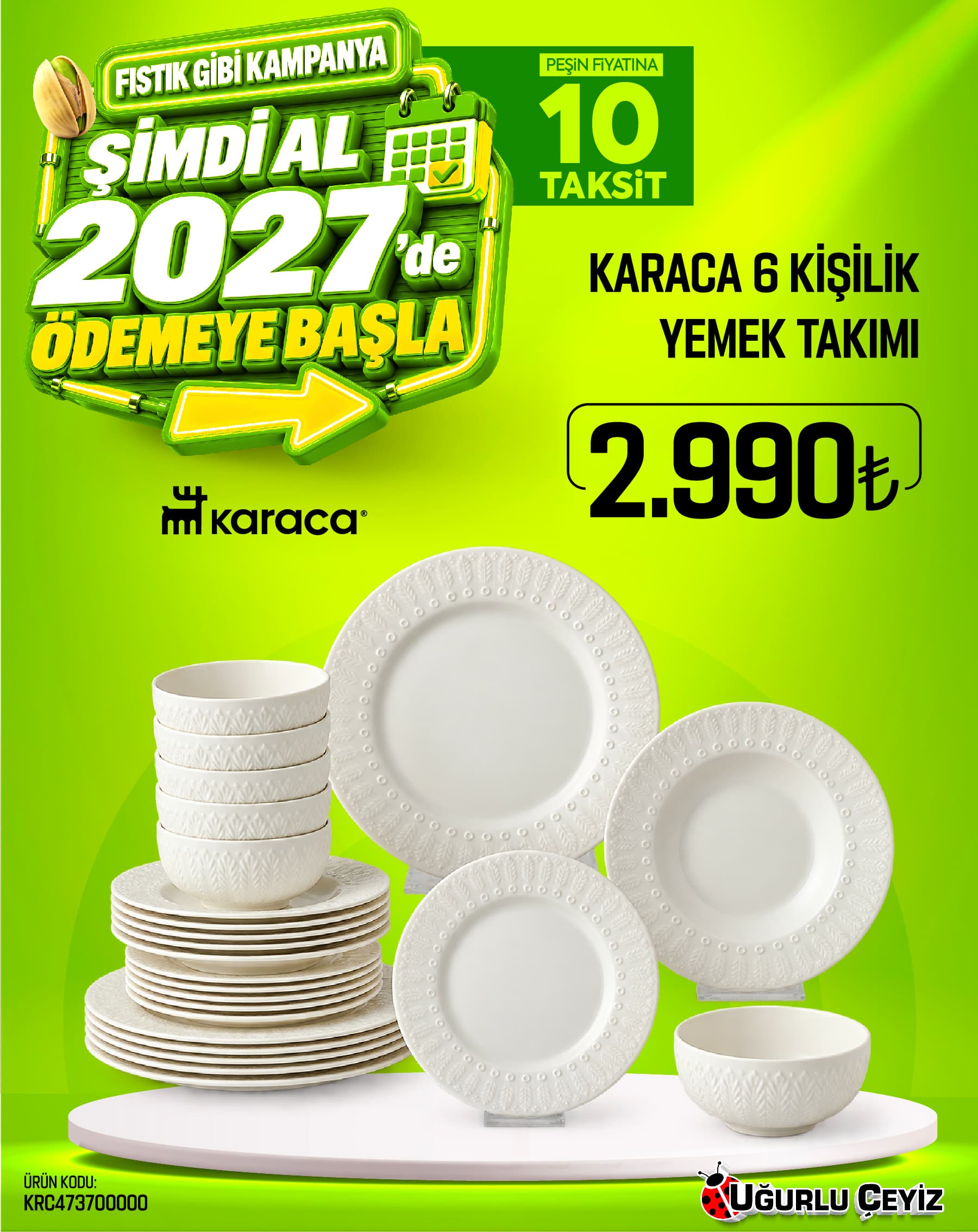 Karaca Yemek Takımı 24 Parça 6 Kişilik Forever Bone Luma