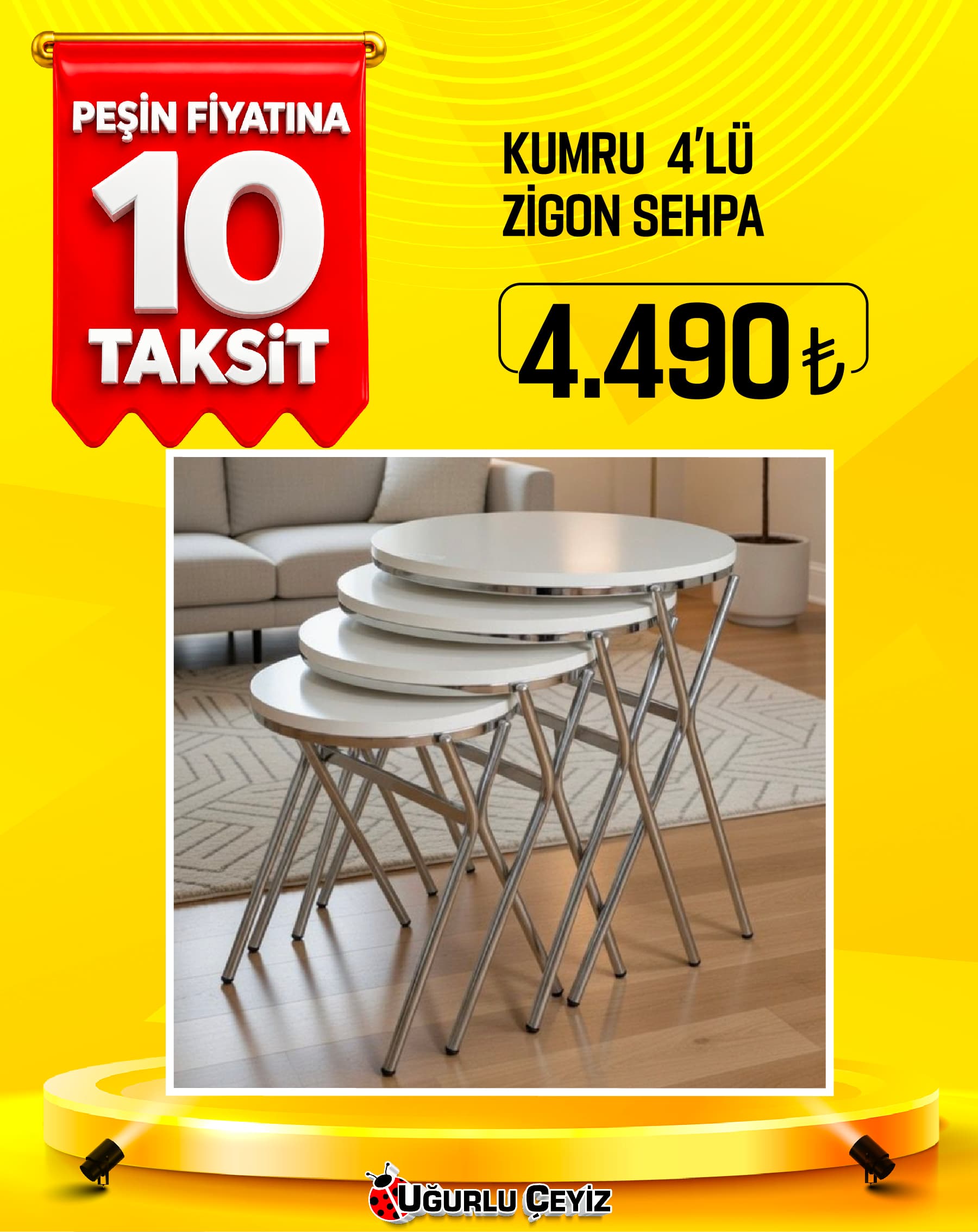 Mma Zigon Sehpa 4'lü Y.kumru Krom Aytasi