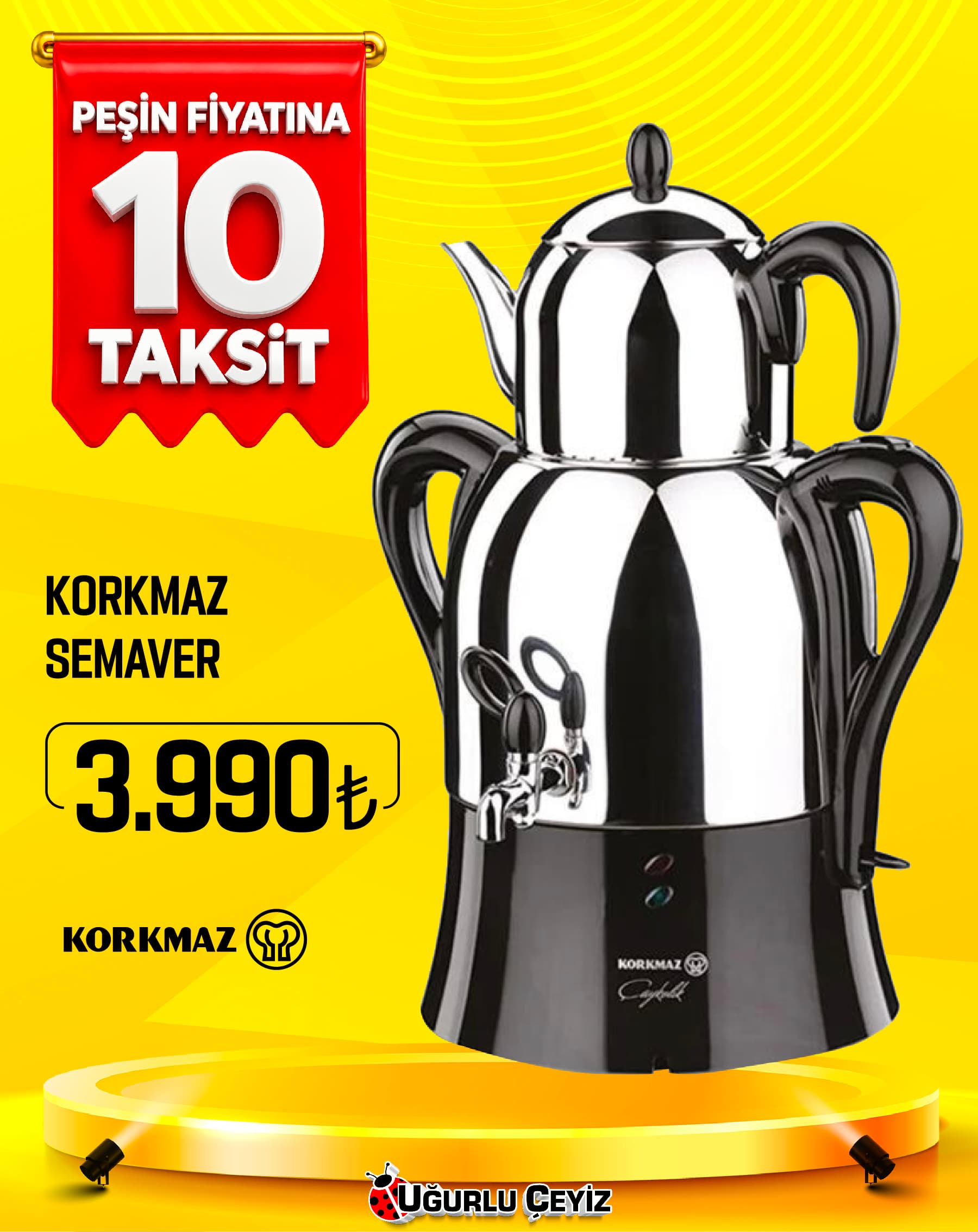 Korkmaz ÇayDANLIK Elektrıklı Demtez A 369 Siyah