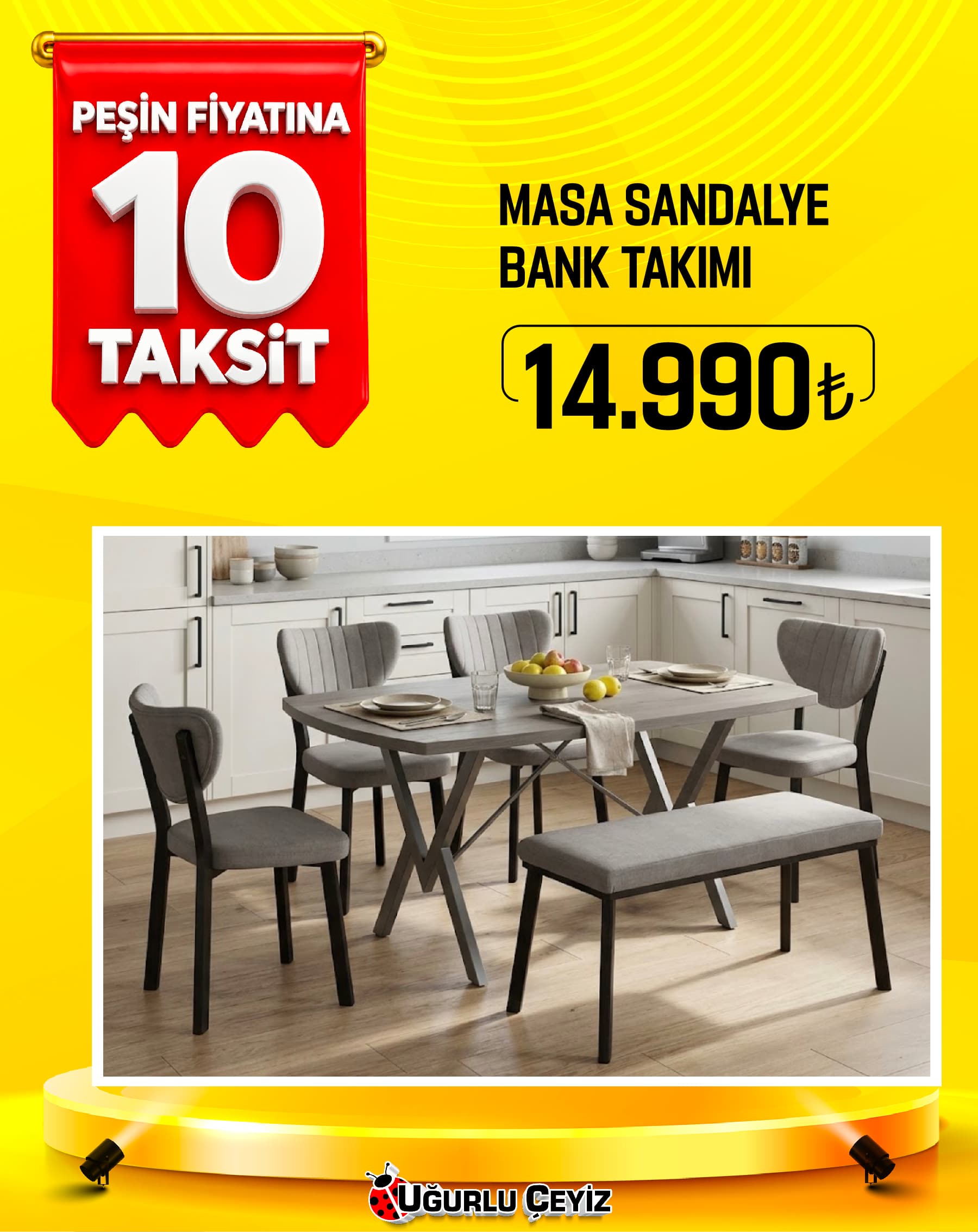 Gunes Masa Sandalye Set Defne