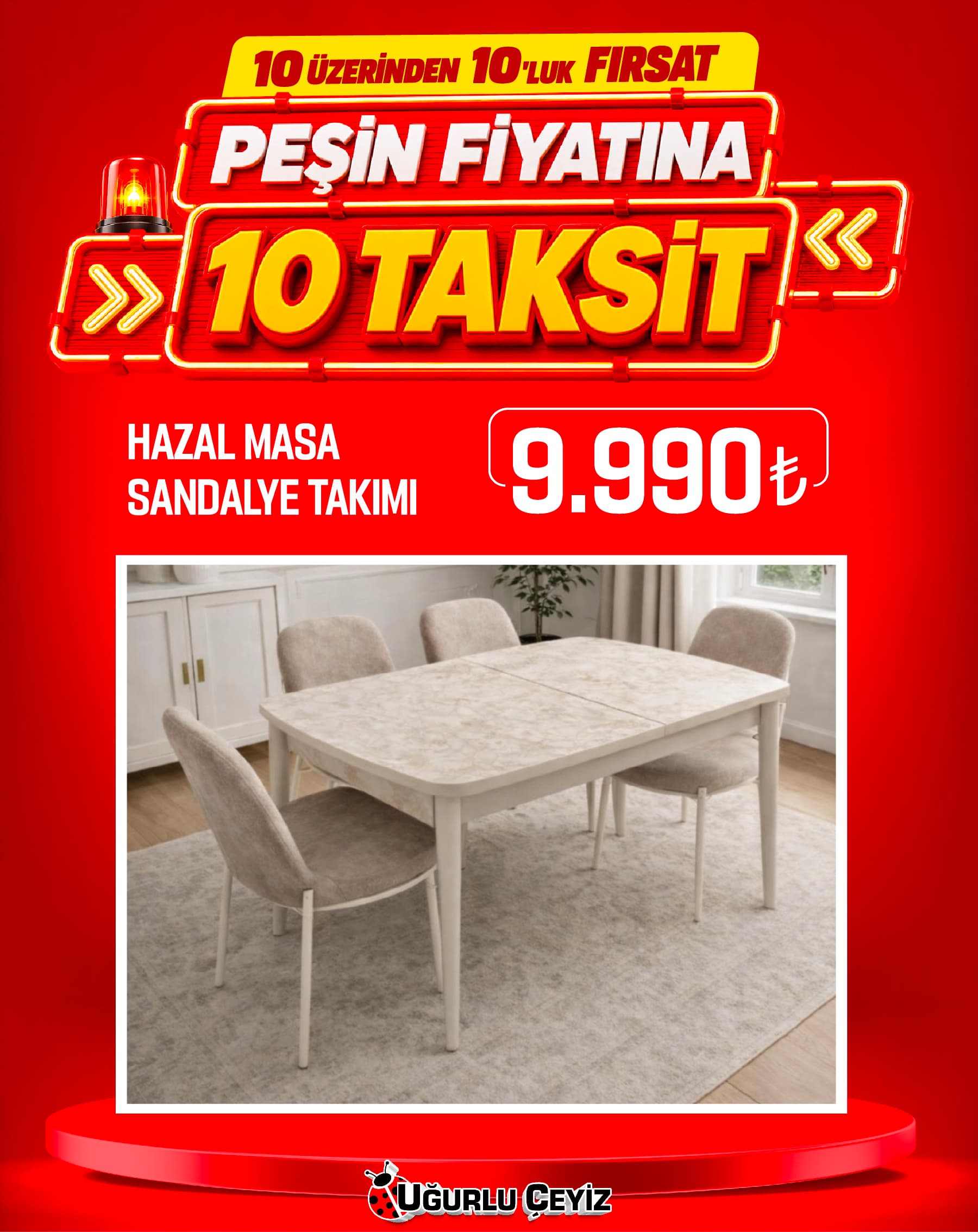 Moniesta Masa Sandalye Set Hazal Krem