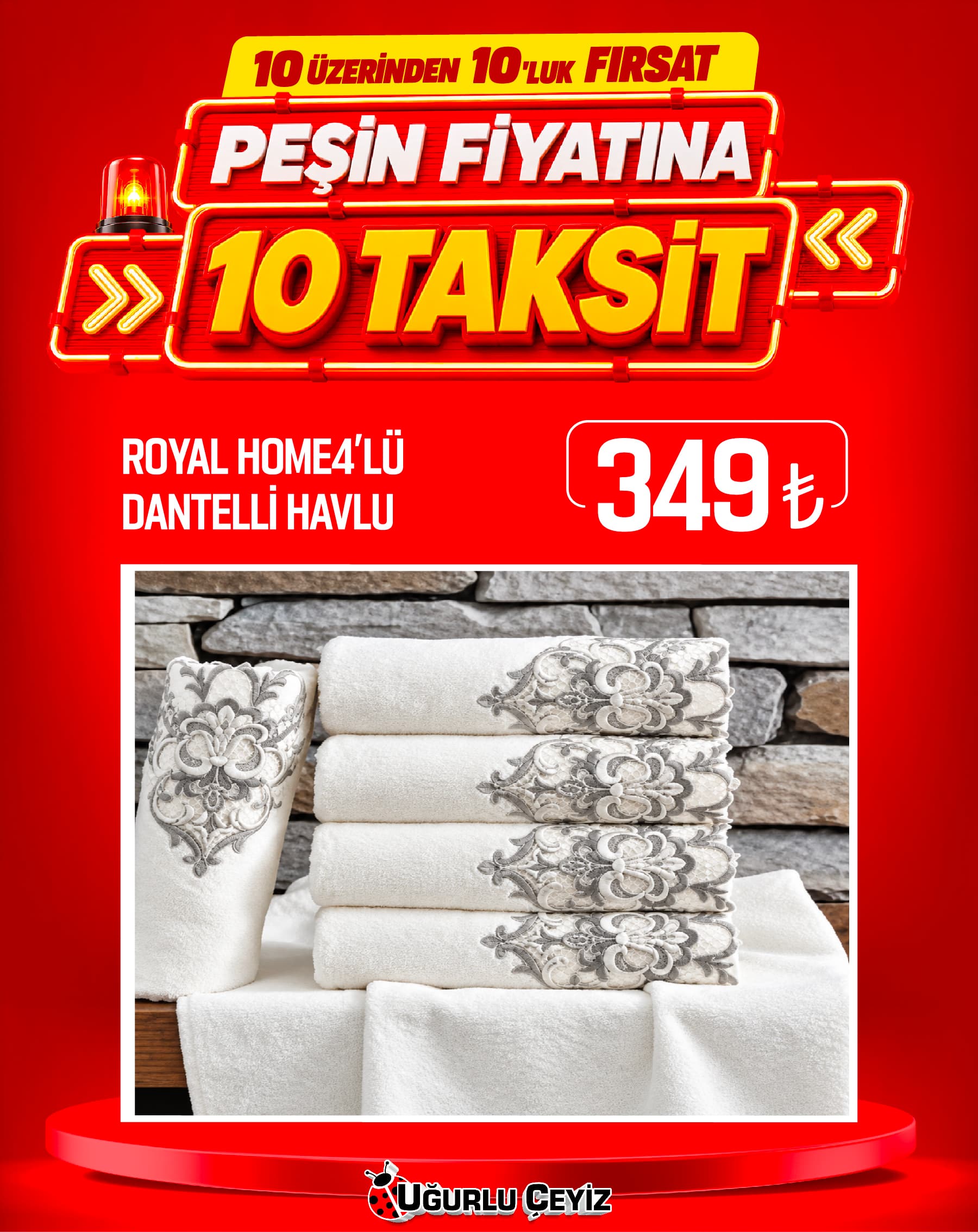 Katamo Havlu Seti 4'lü Dantelli