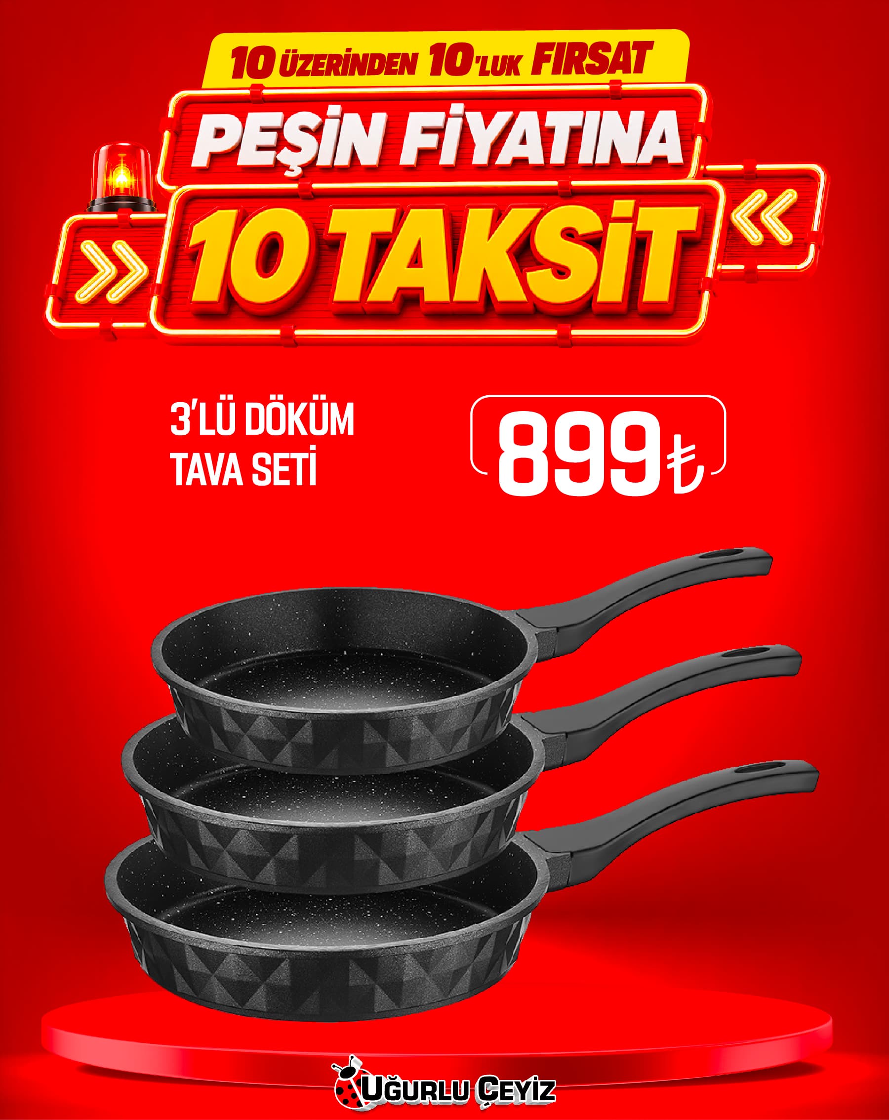 Özlife Tava Set 3 Parça Liva Gt 6139 Siyah