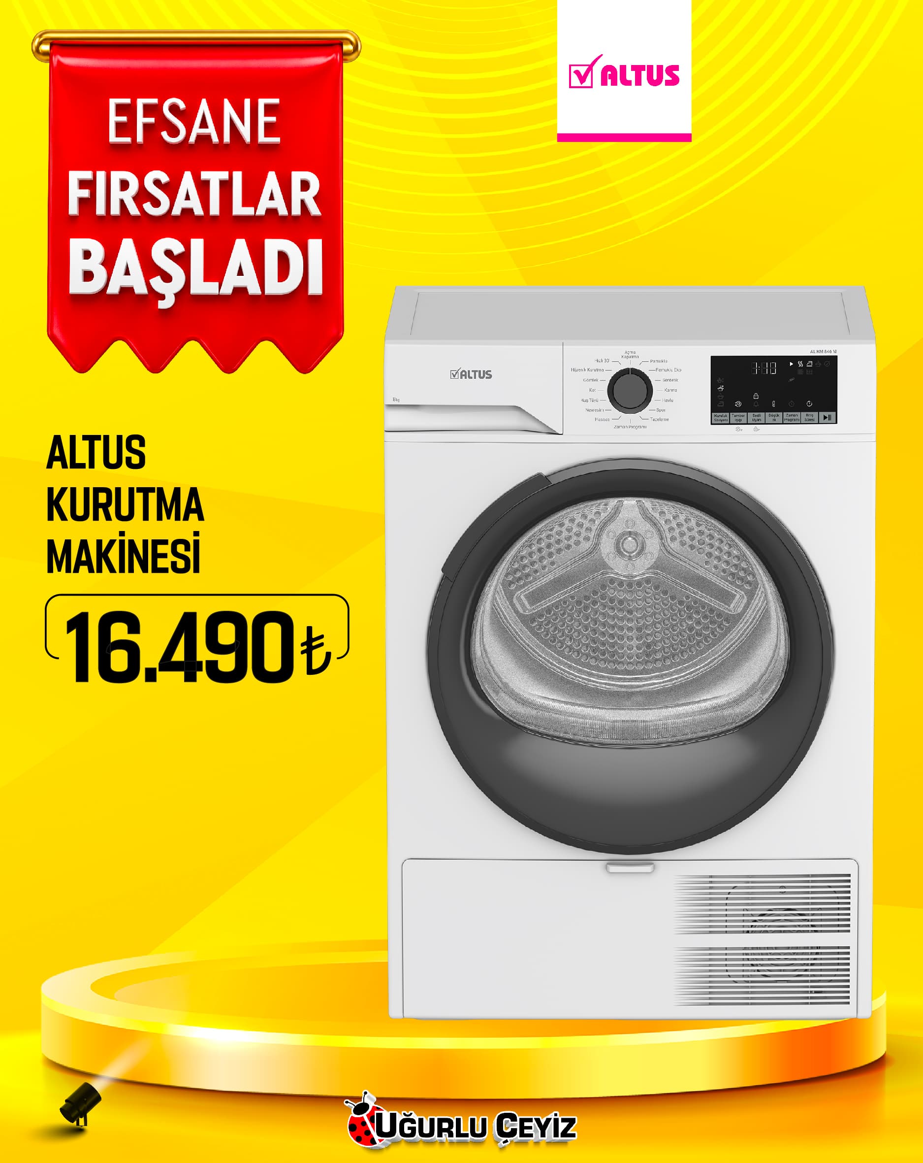Altus Kurutma Makinesi 8 Kg Al Km 846 M