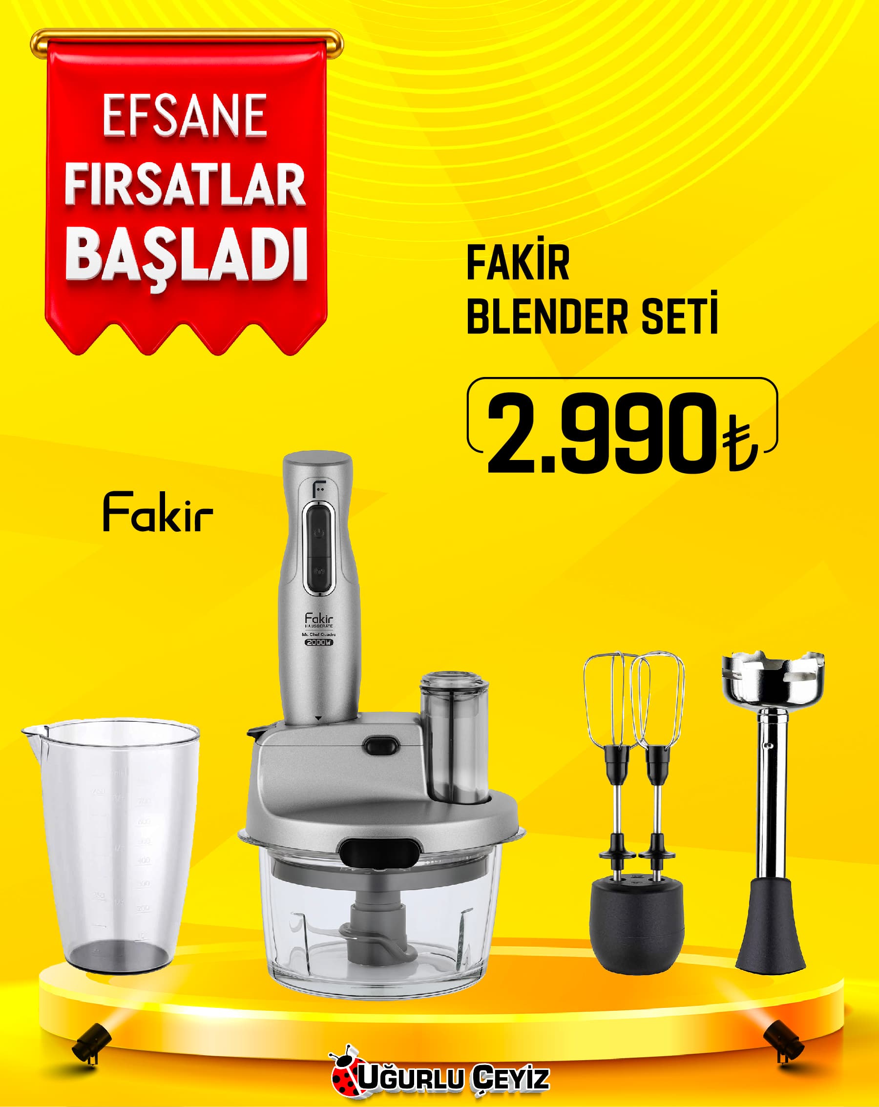 Fakir Blendir Set M R Chef Quadro Silver Stone