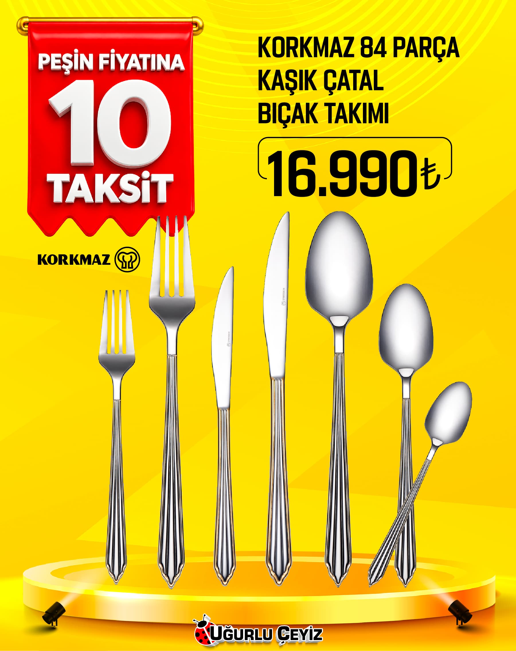 Korkmaz Kaşık Takımı 84 Parça Crown Gold A 2153
