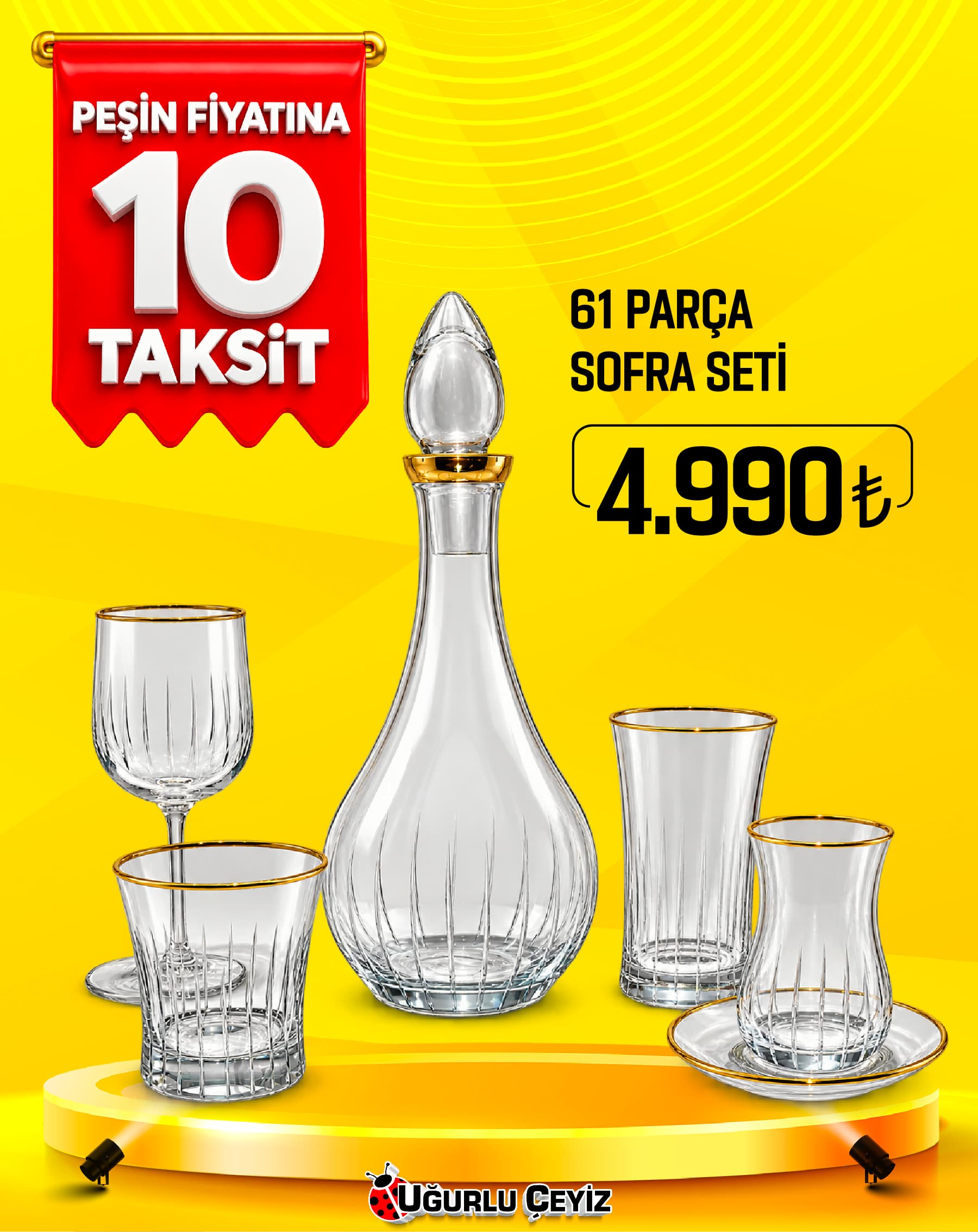 Rıbella Sofra Set 61 Parça Manolya Altın