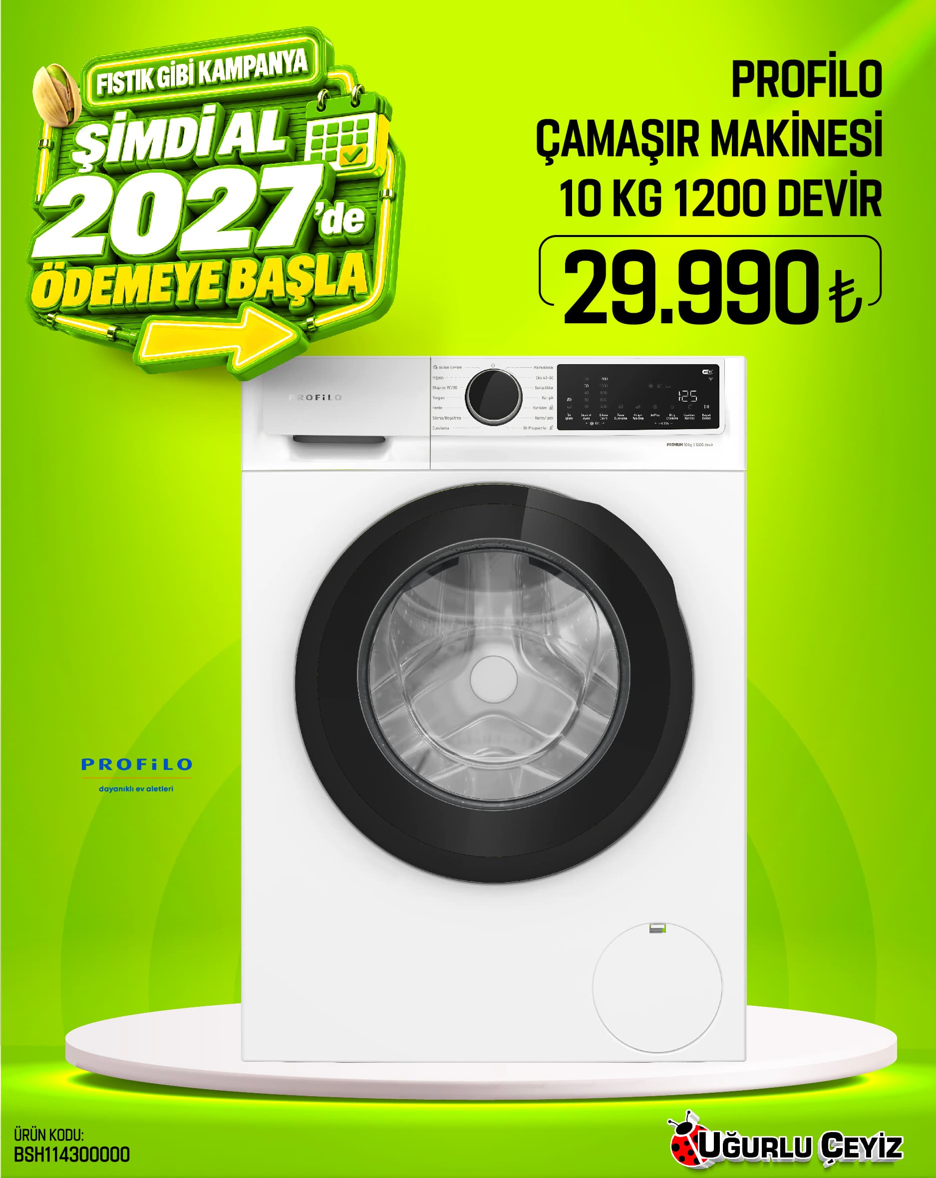 Profilo Çamaşır Makinesi 10 kg 1200 Devir Beyaz CGA25203TR