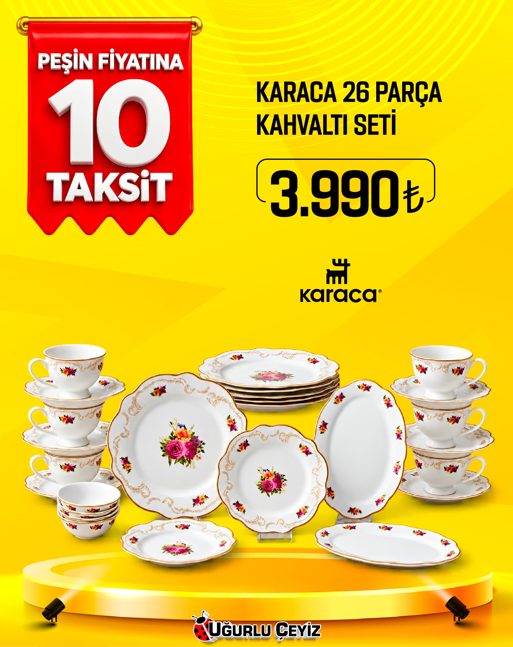 Karaca Kahvaltı Set 26 Parça Forever Bone Antıque Gold 8683650385714