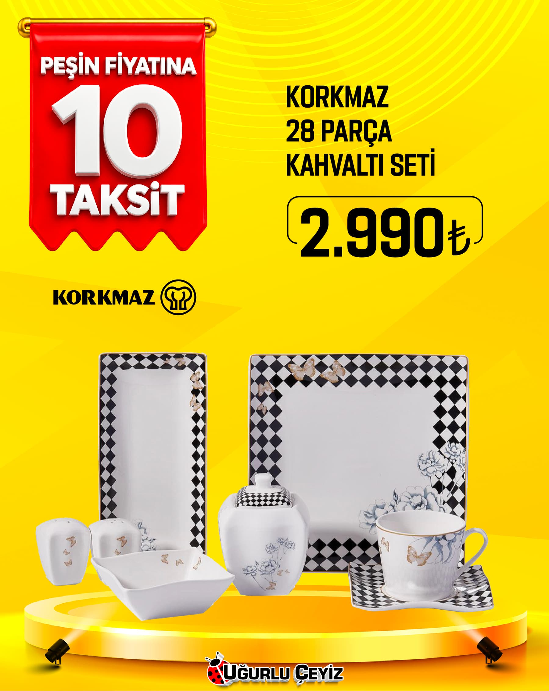 Korkmaz Kahvaltı Set 28 Parça Kare Link Coll A 8573