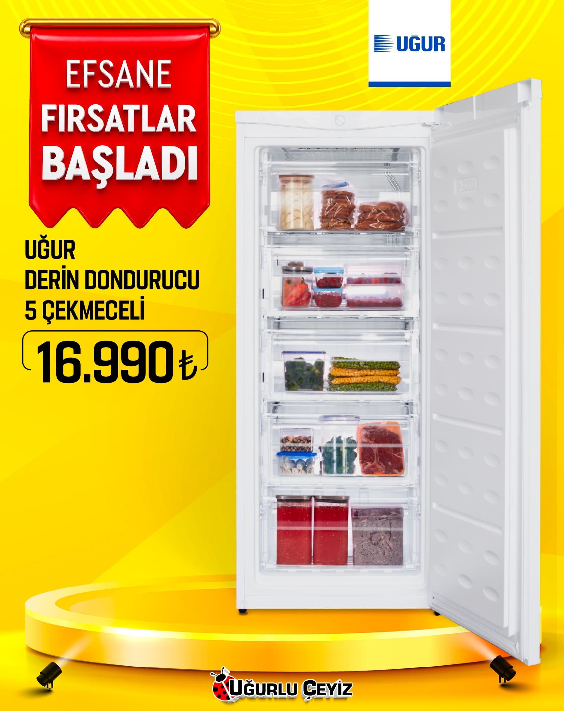 Uğur 175 Lt Derin Dondurucu 5 Çekmeceli