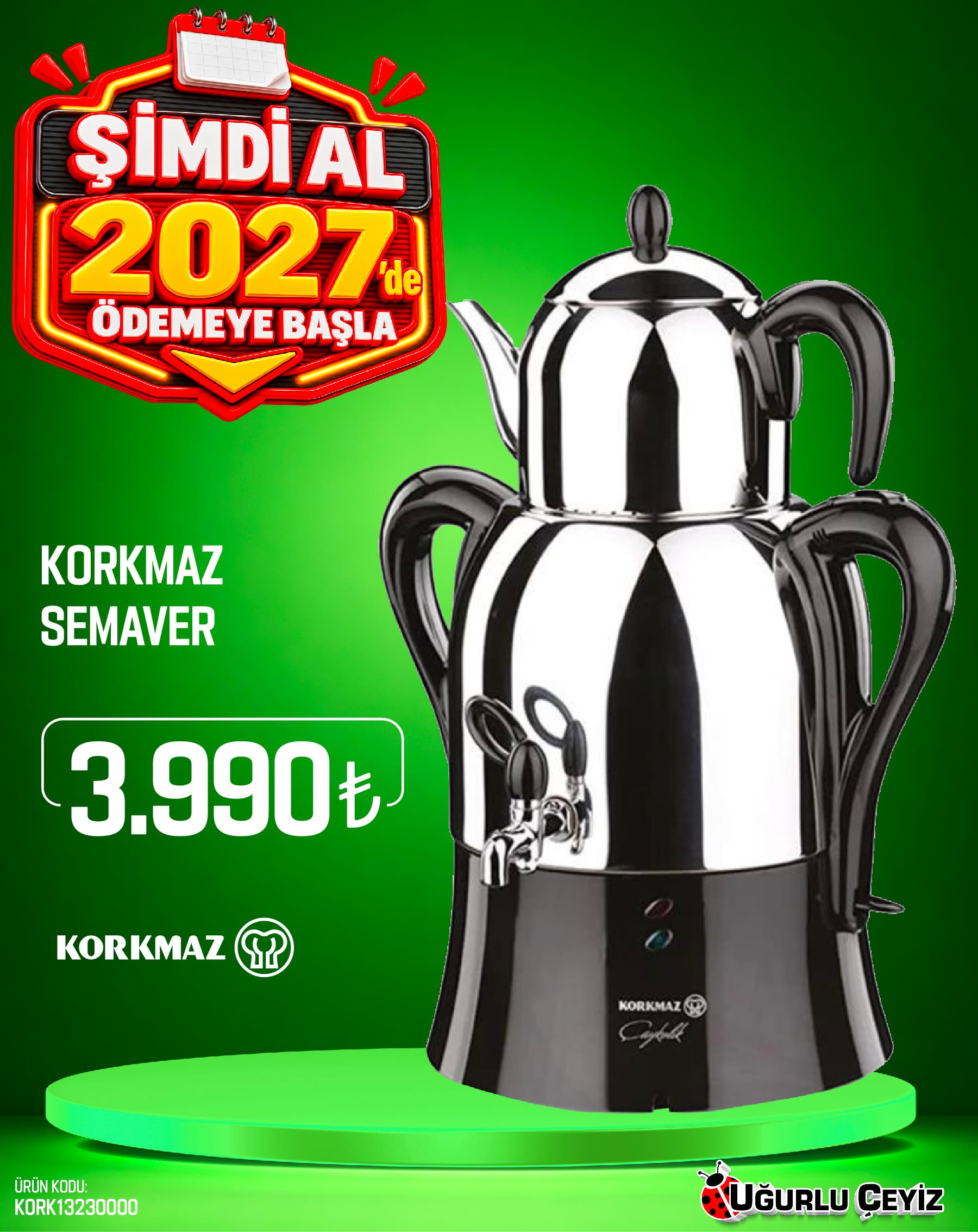 Korkmaz Paslanmaz Çelik Siyah Çay Makinesi Çaykolik A341-04