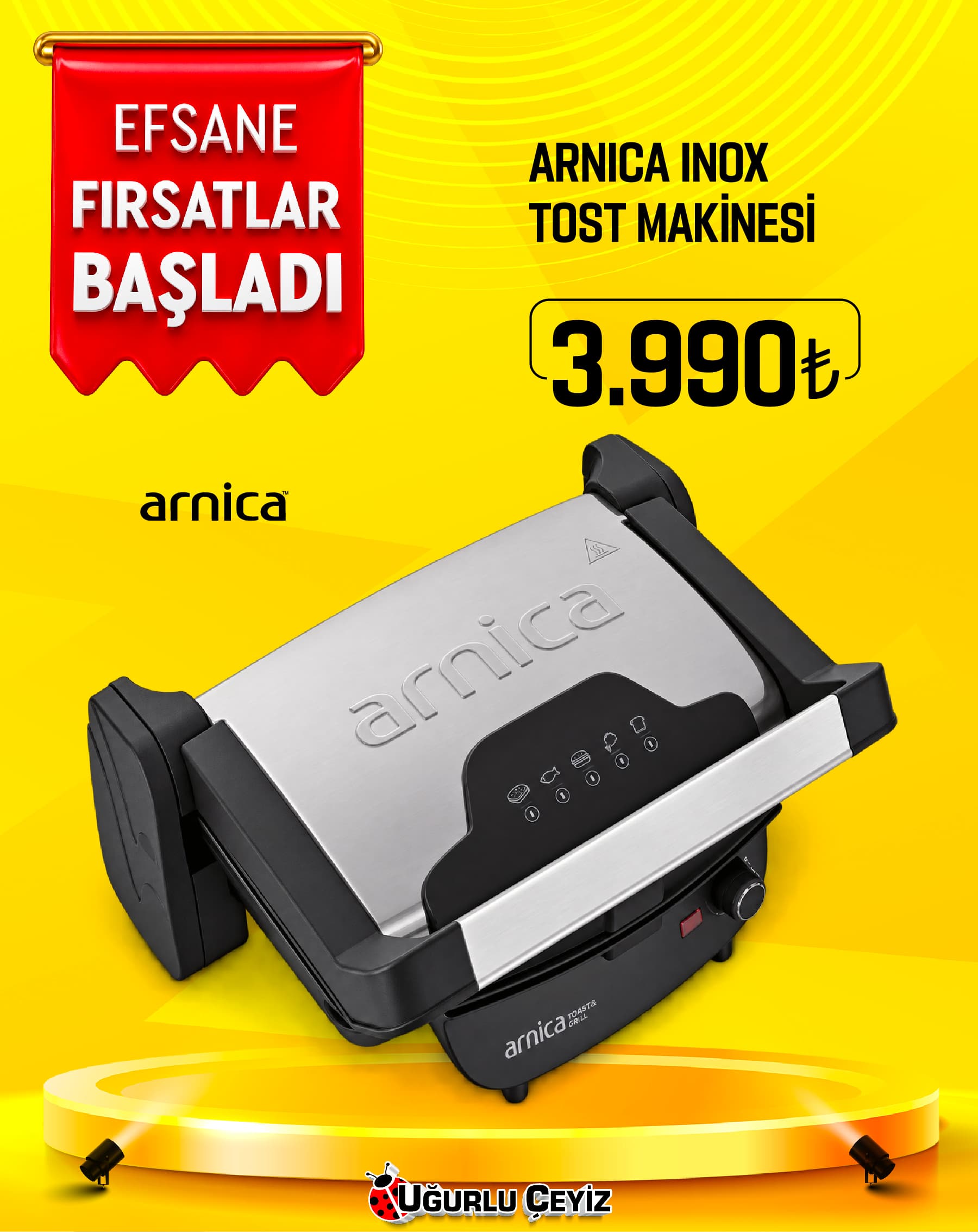 Arnica Tost Makinesi Ayvalik PLUS INOX Gh 26401