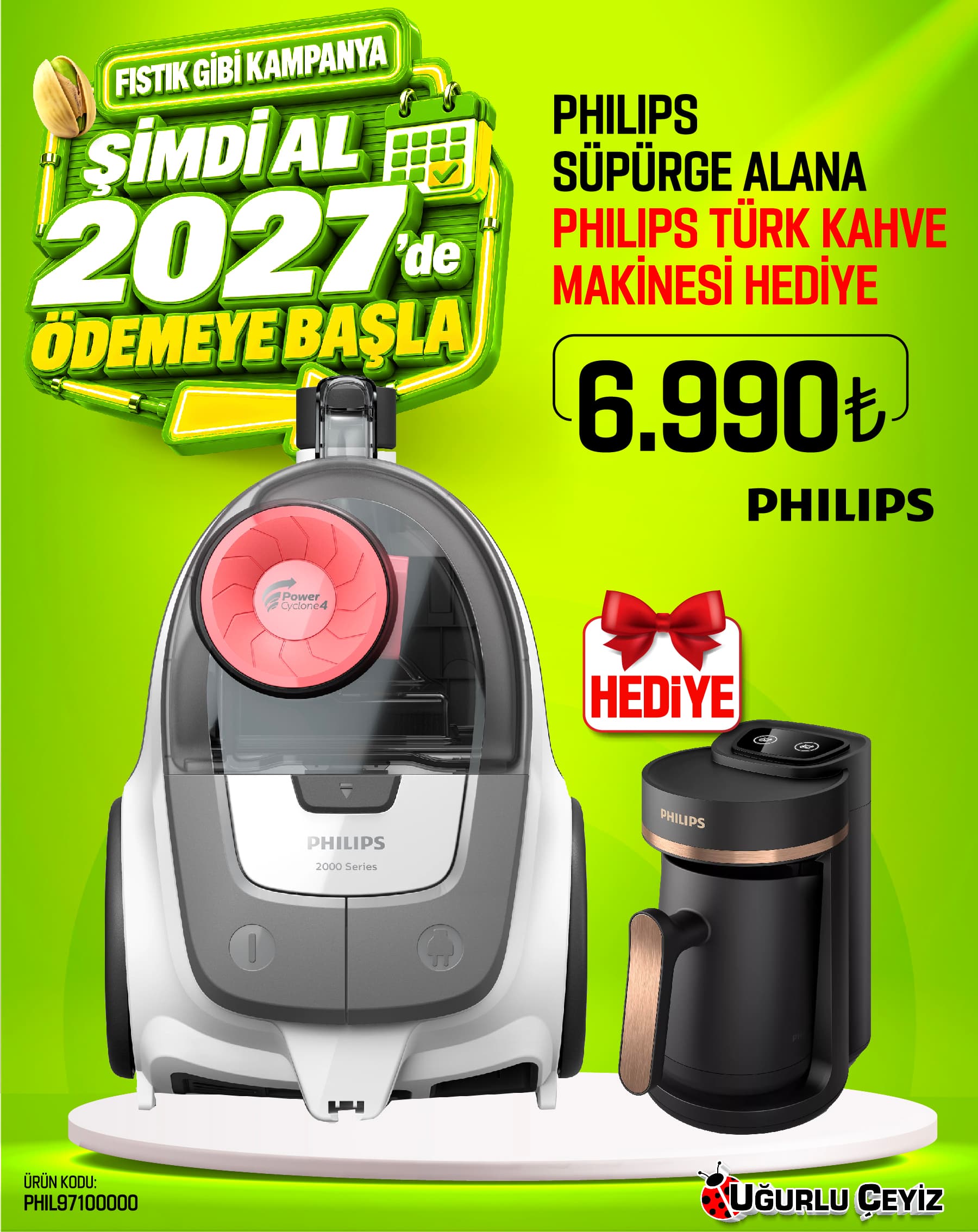 Philips Toz Torbasız Süpürge ve Türk Kahvesi Makinesi Seti XB2142/10 + HDA150/61