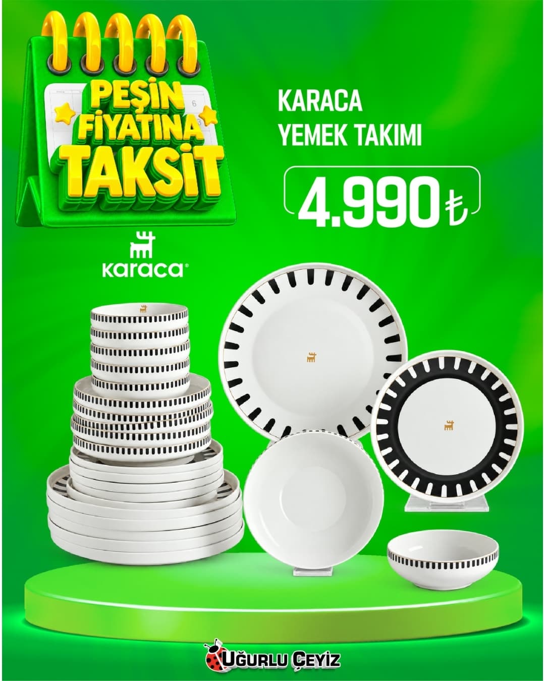 Karaca Yemek Takımı 24 Parça Stream Bone Kore PLUS Beyaz