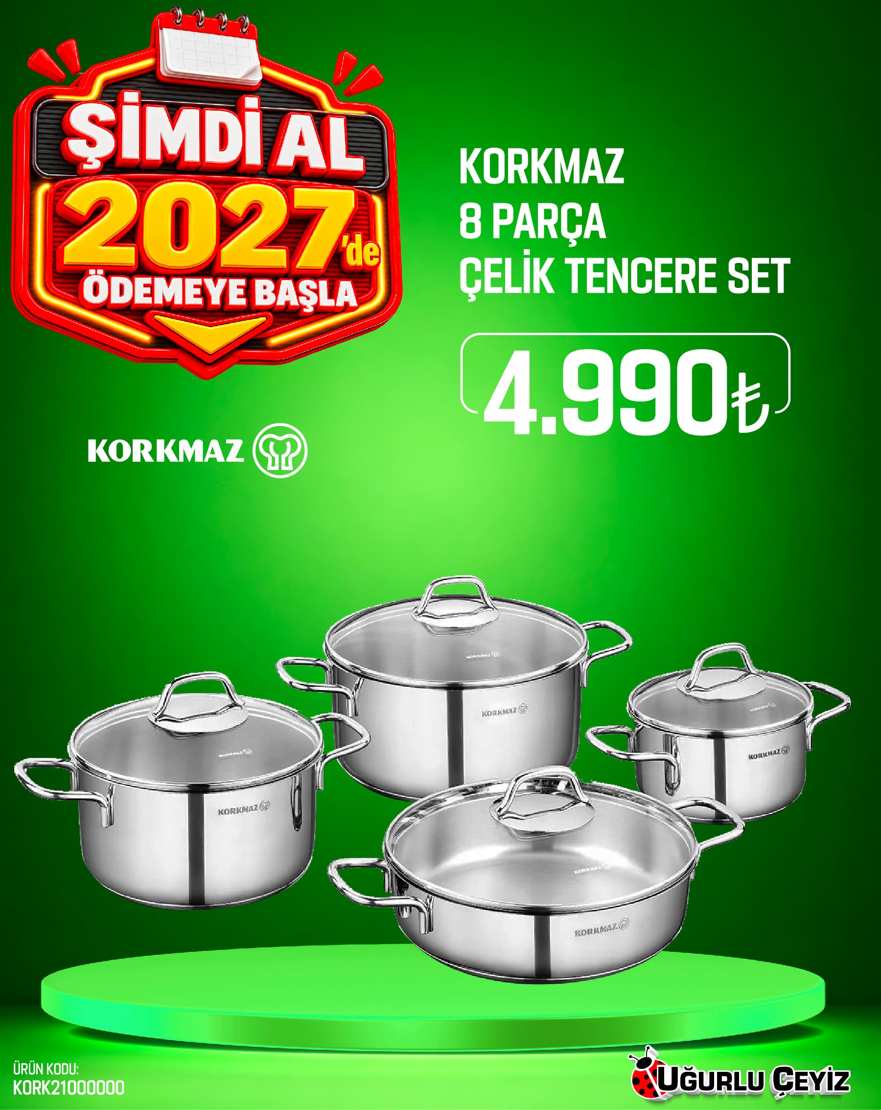Korkmaz Tencere Seti 8 Parça Perla A1606
