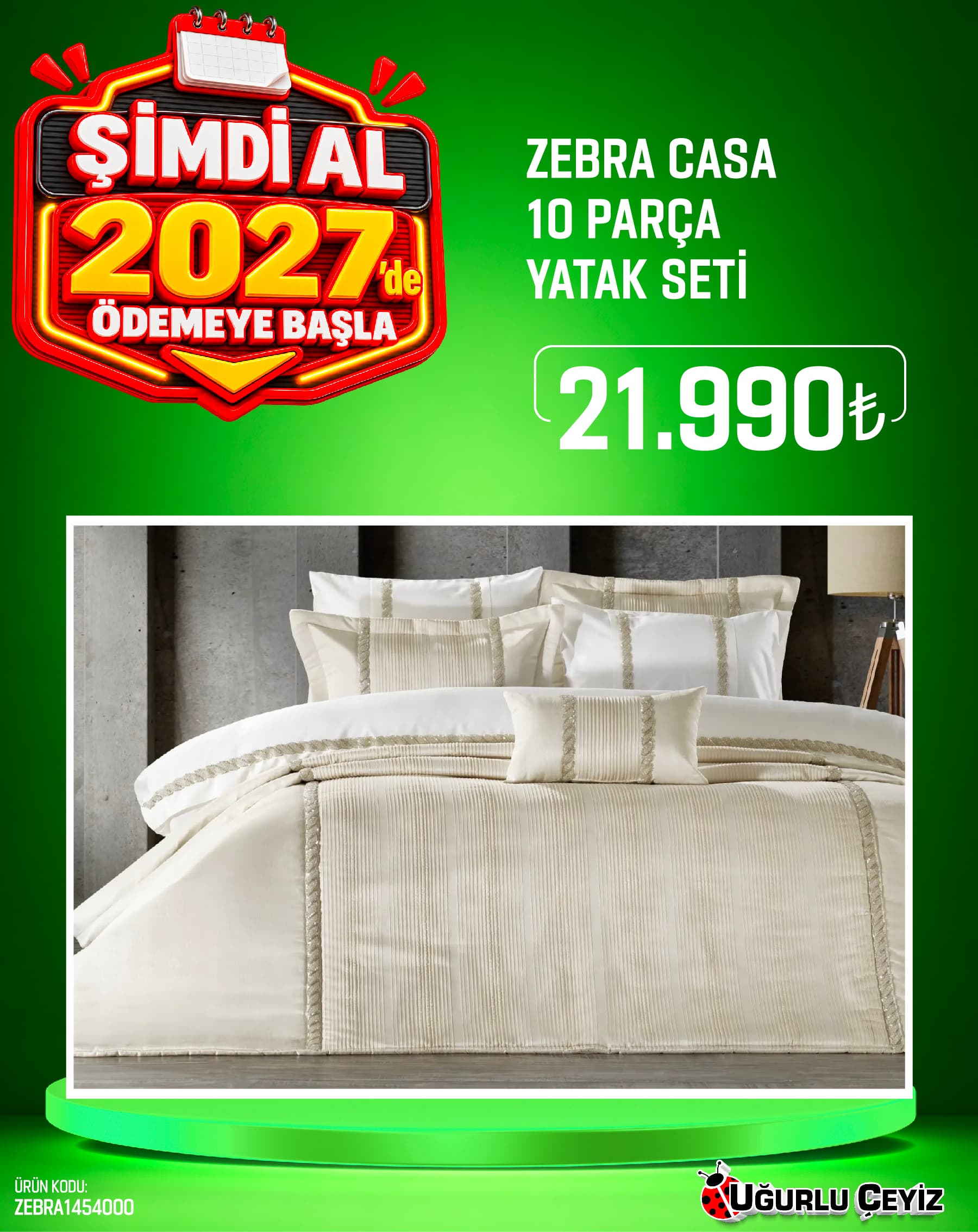 Zebra Yatak Seti 10 Parça Grace Gri