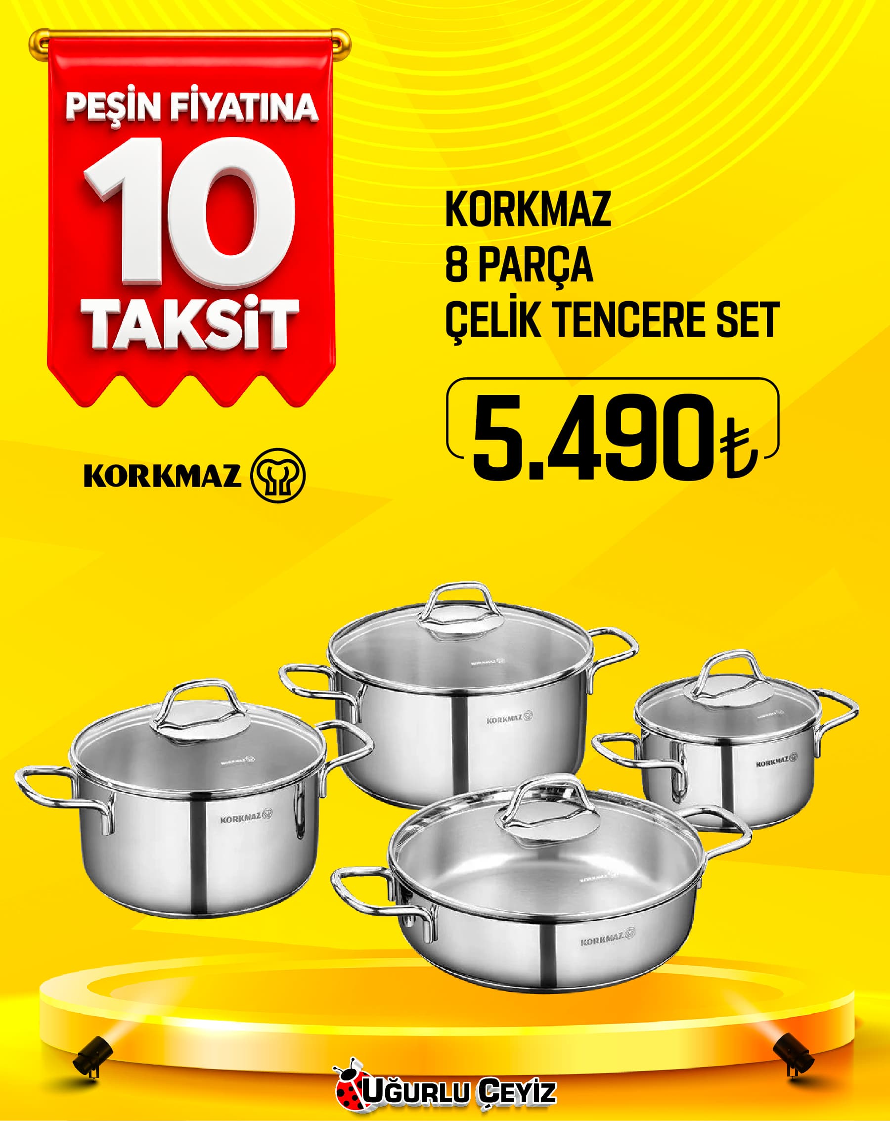 Korkmaz Tencere Set 8 Parça Perla A 1606