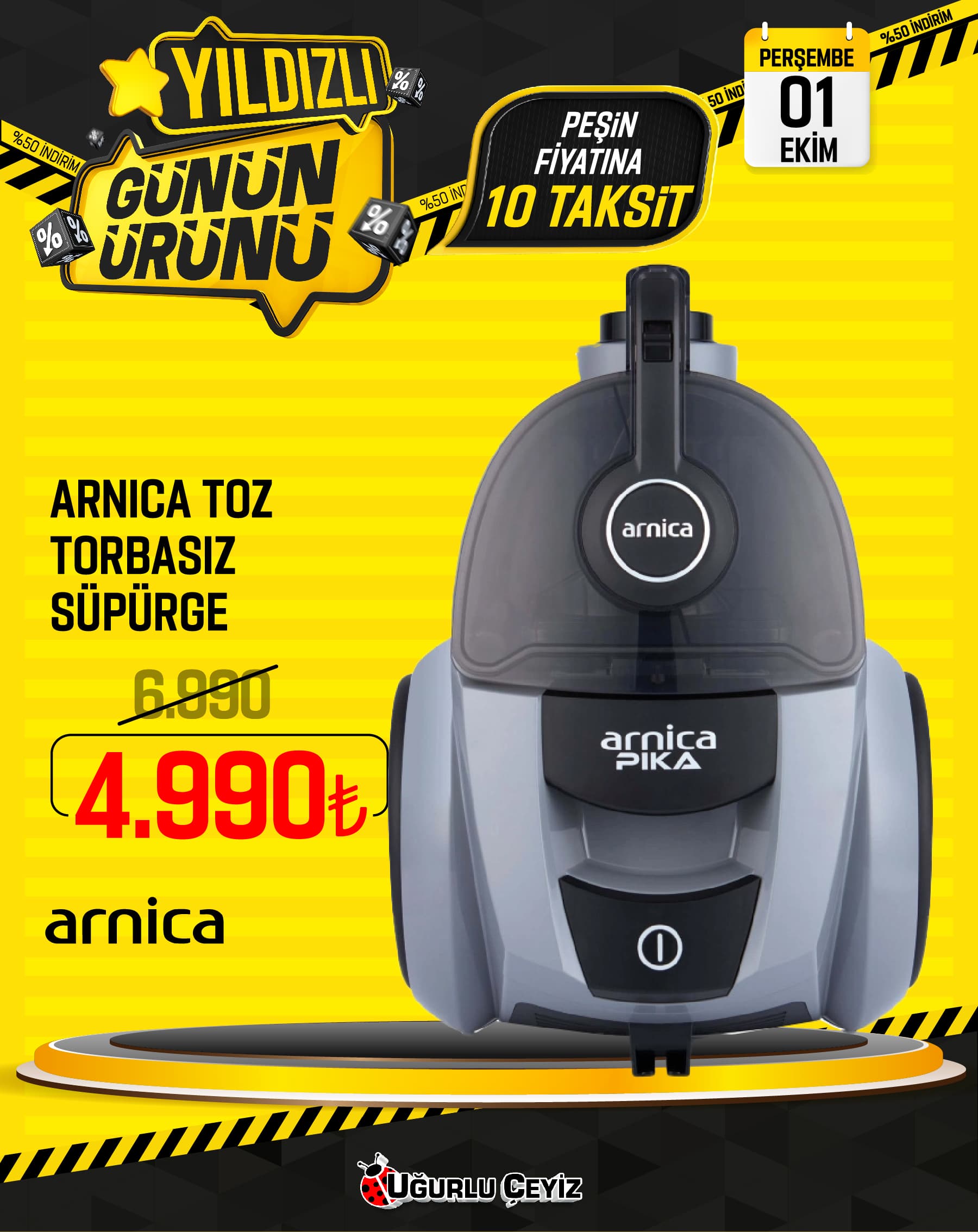 Arnica Süpürge TOZ Torbasız Pıka Gri ET 14415