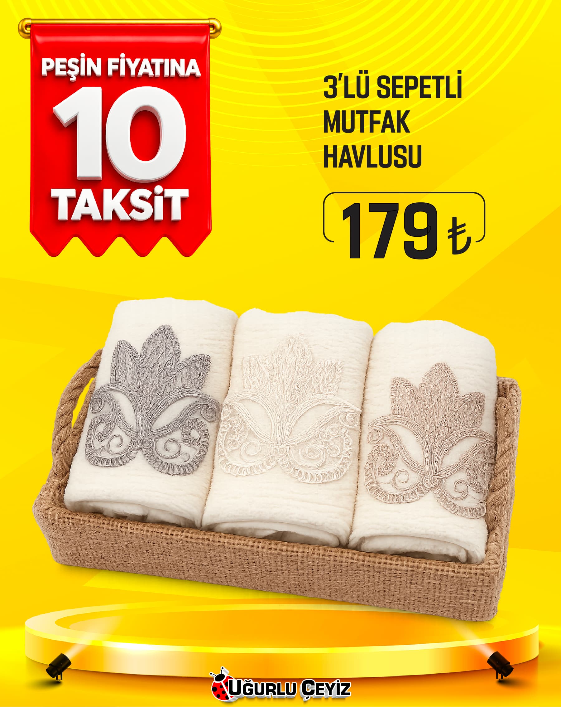 Gold Sepet Li 3'lü Havlu 30*50