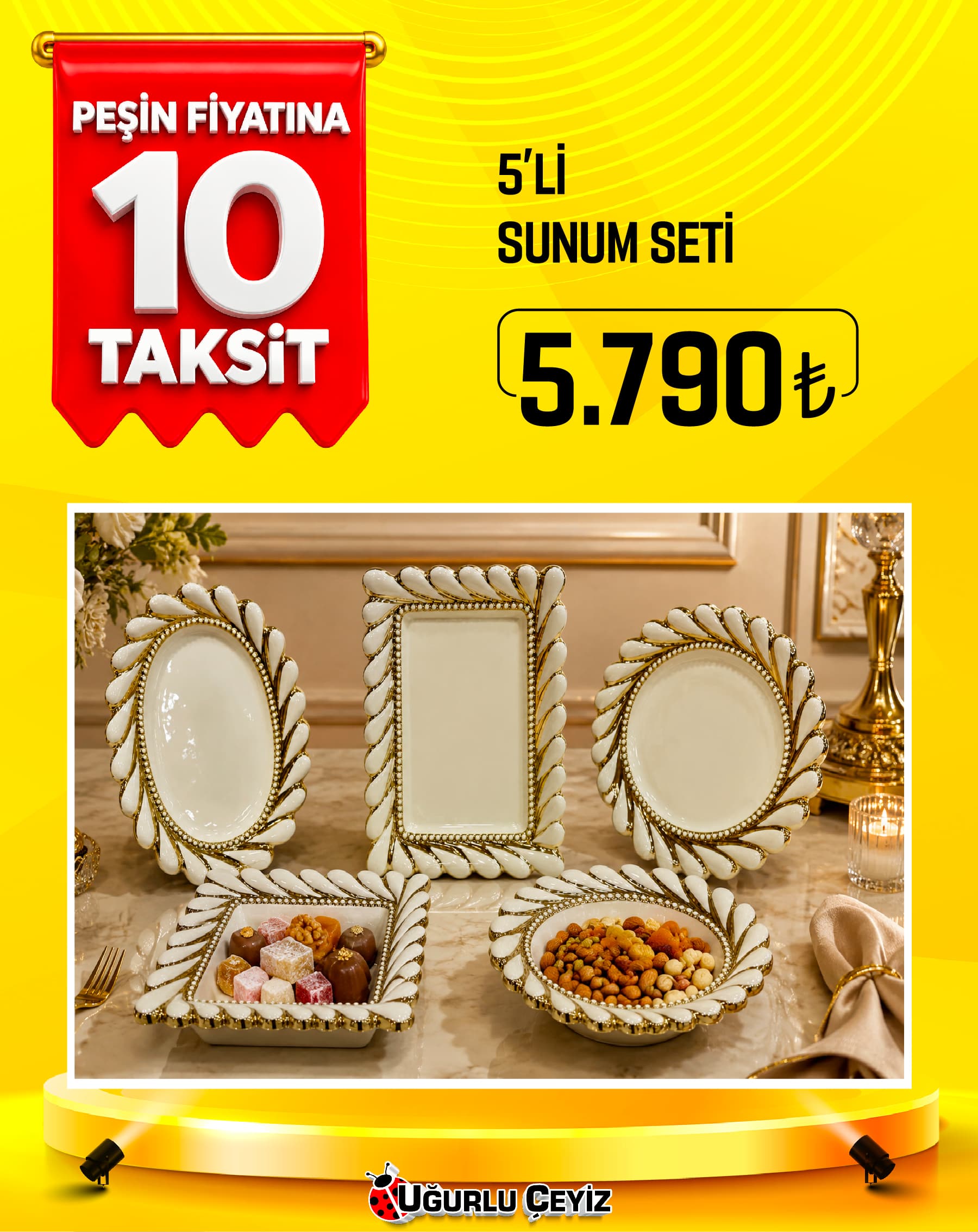 Aym Sunum Set 5'li Gold Aym 9922 K1
