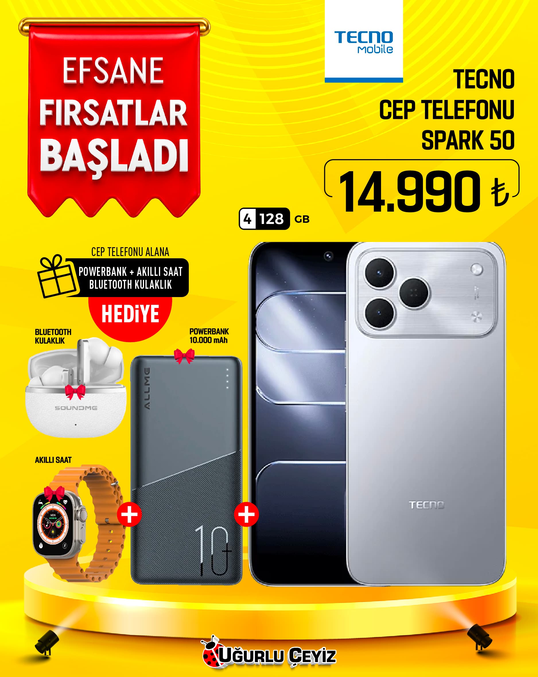 Tecno Cep Telefonu Spark 50 Titanium 128/4