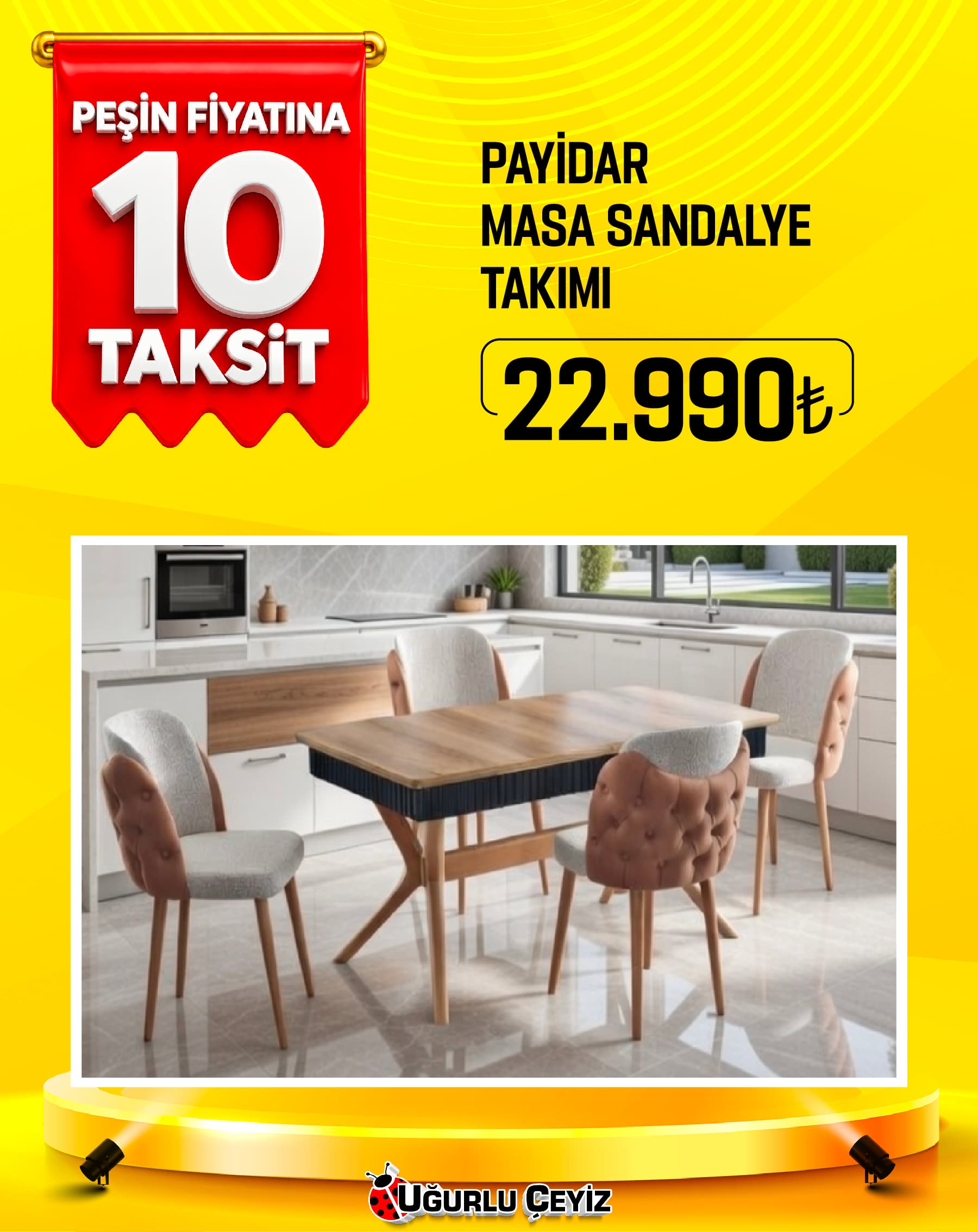 Moniesta Masa Sandalye Set Payidar Kaputaneli Kahve