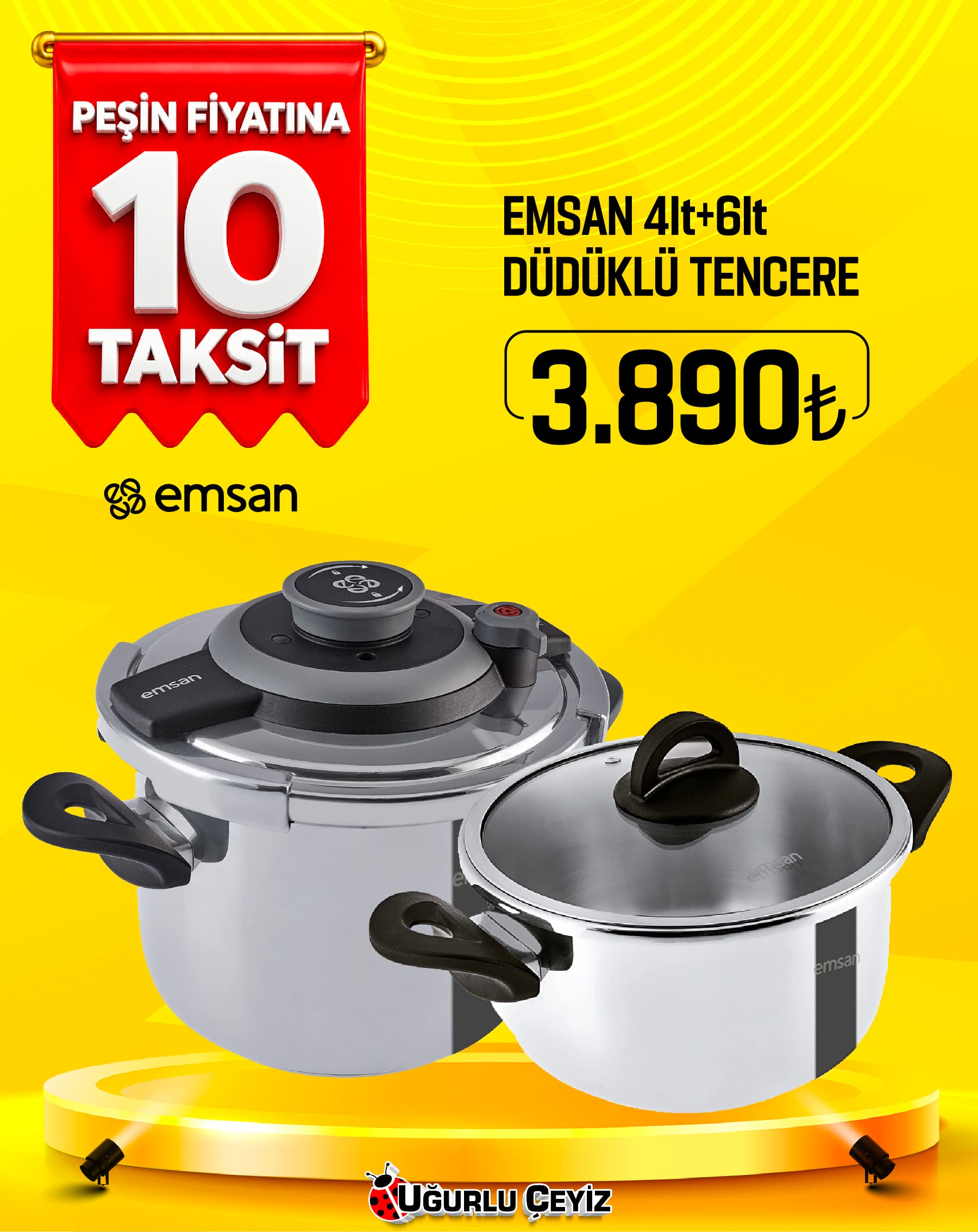 Emsan Düdüklü Tencere 4+6 Vera Siyah