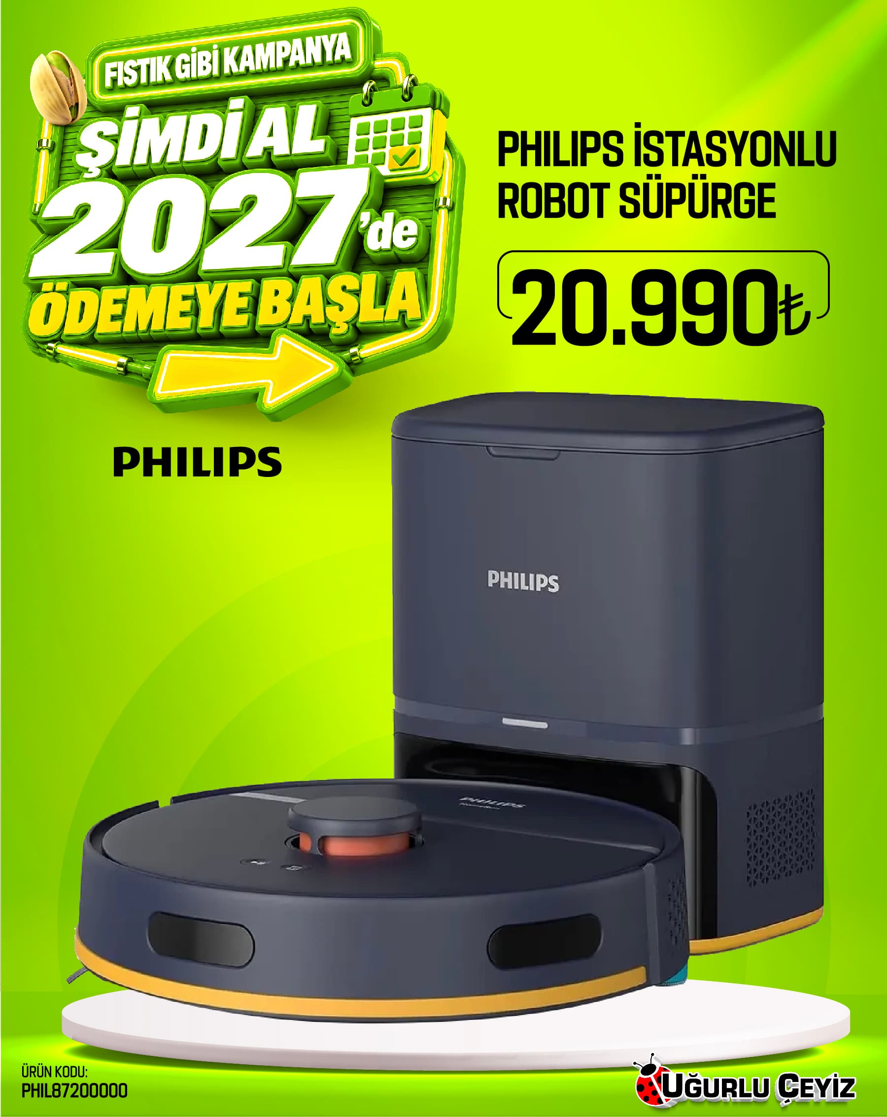 Philips HomeRun 2000 İstasyonlu Islak Kuru Robot Süpürge Siyah XU2100/15