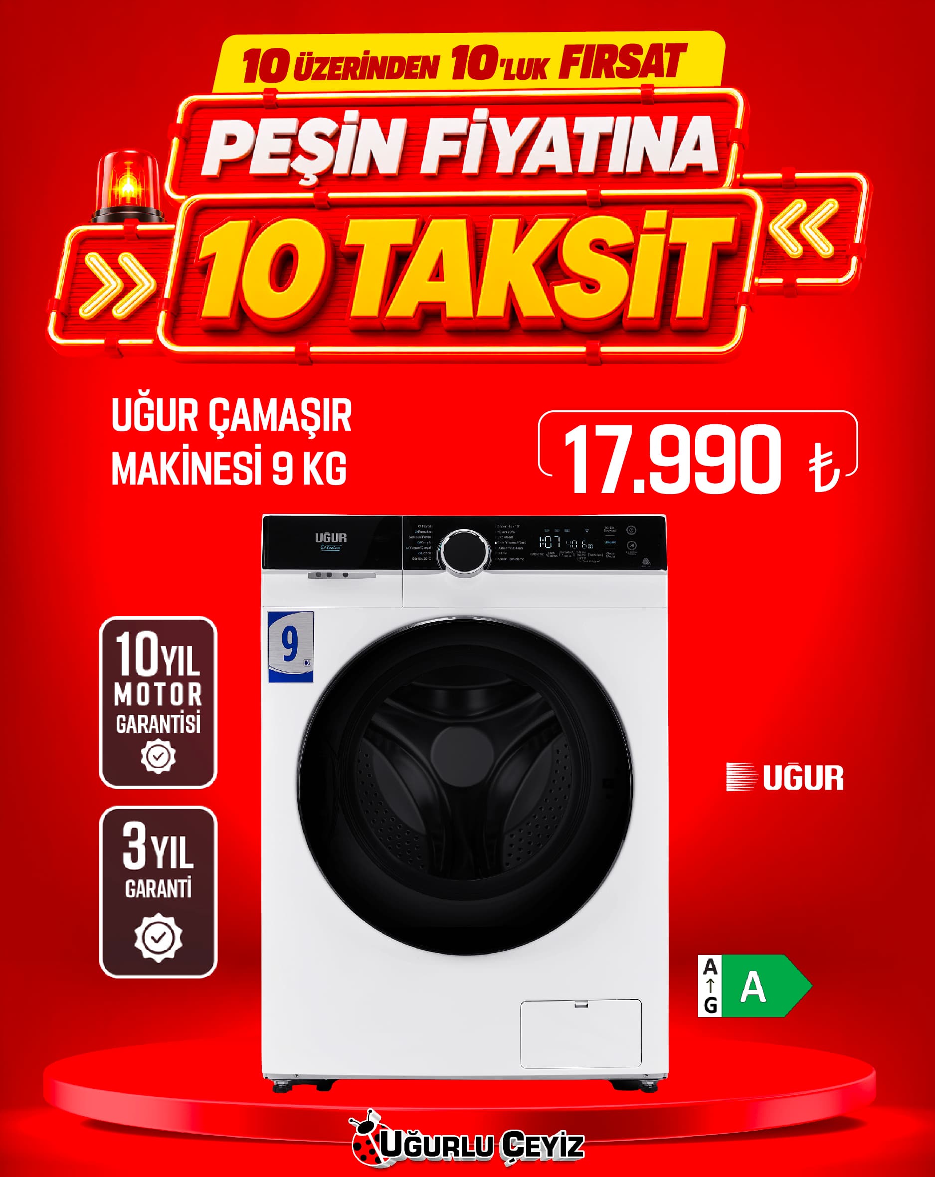 Uğur Çamaşır Makinesi 9 Kg Beyaz Ucm 20914 B101