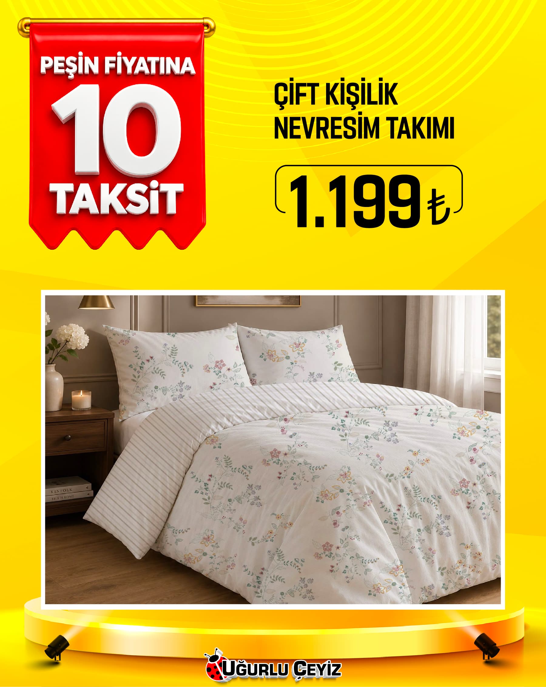 Karden Flower Nevresim Takımı Çift Kişilik Piano