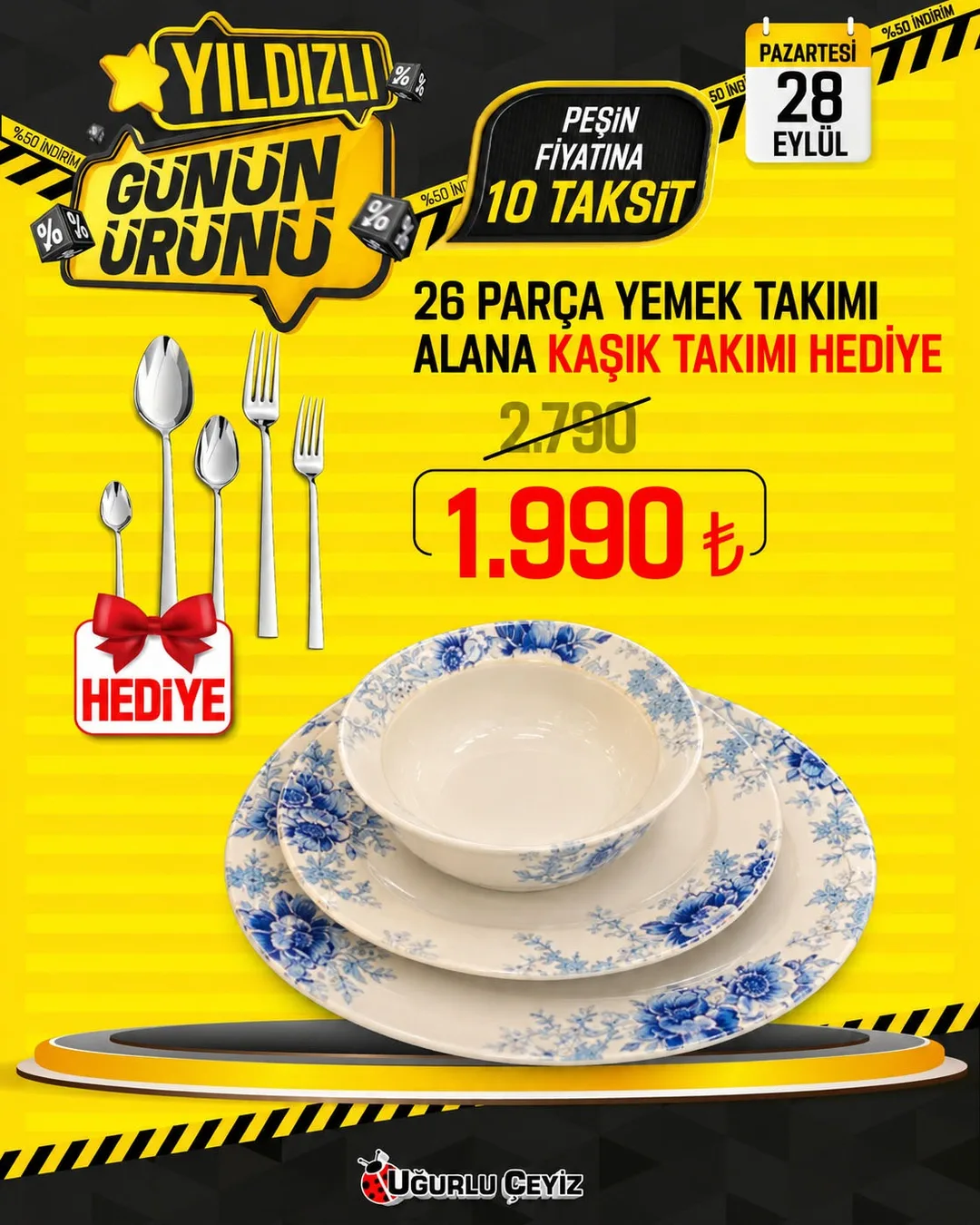 6 Kişilik Yemek Takımı Alana Kaşık Çatal Takımı Hediye