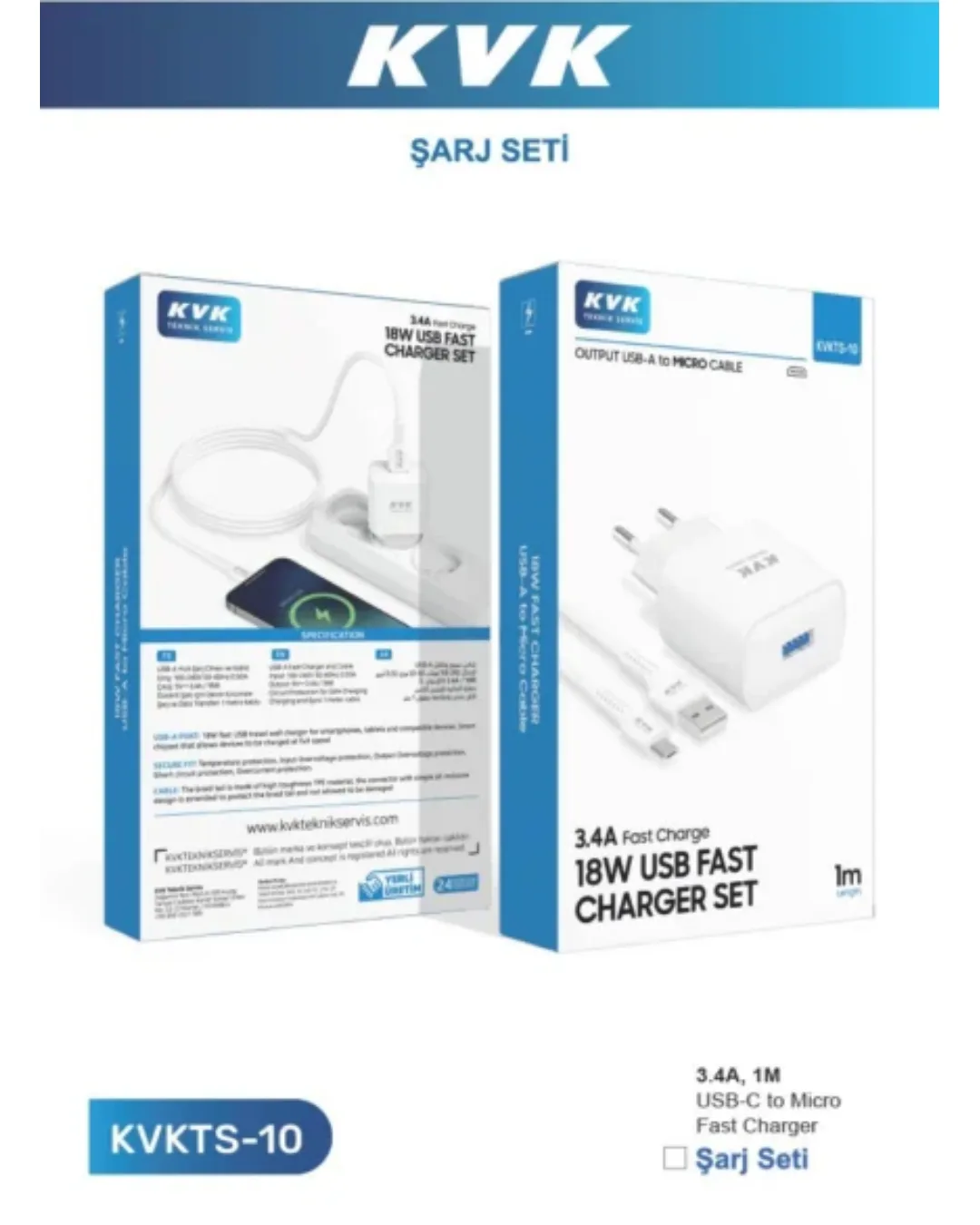 Kvk Type-c 3.4 Sarj Seti (adaptor-kablo)