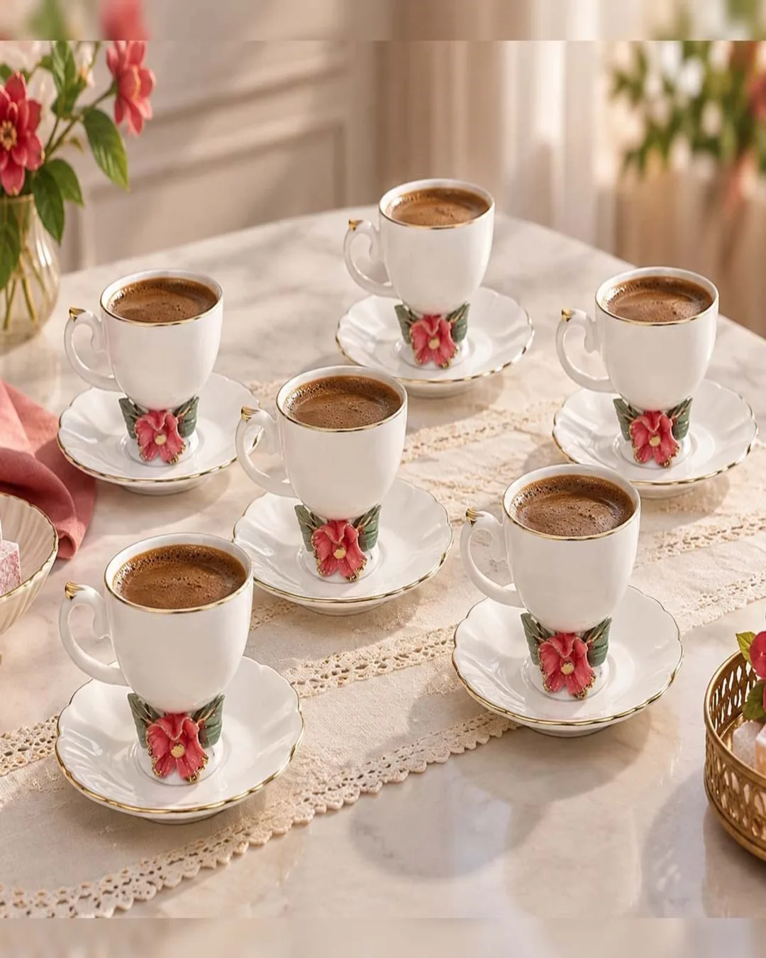 Emsan Amore Luxe Gold Beyaz 6 Kişilik Kahve Fincanı Takımı - 1. görsel
