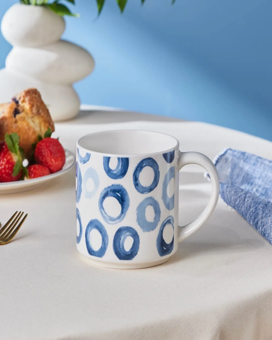 Karaca Mug Alize Desenli Mavi Beyaz - 1. görsel