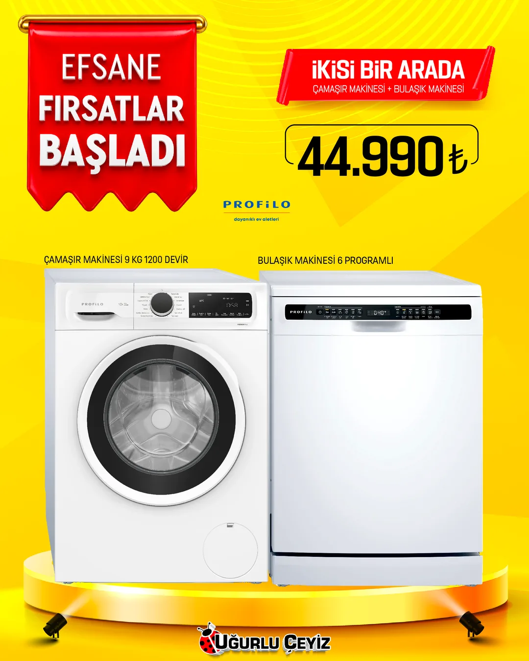 PROFİLO ÇAMAŞIR + BULAŞIK MAKİNASI İKİLİ PAKET