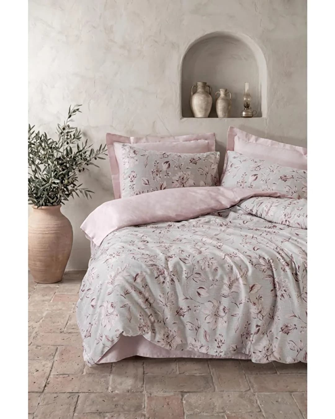 Cotton Box Çift Kişilik Nevresim Takımı Saten Calluna Pudra