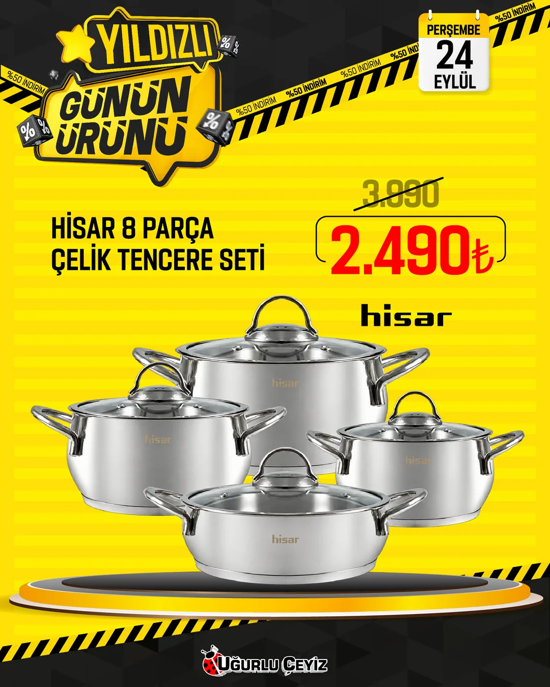 Hisar 8 Parça Çelik Tencere Set