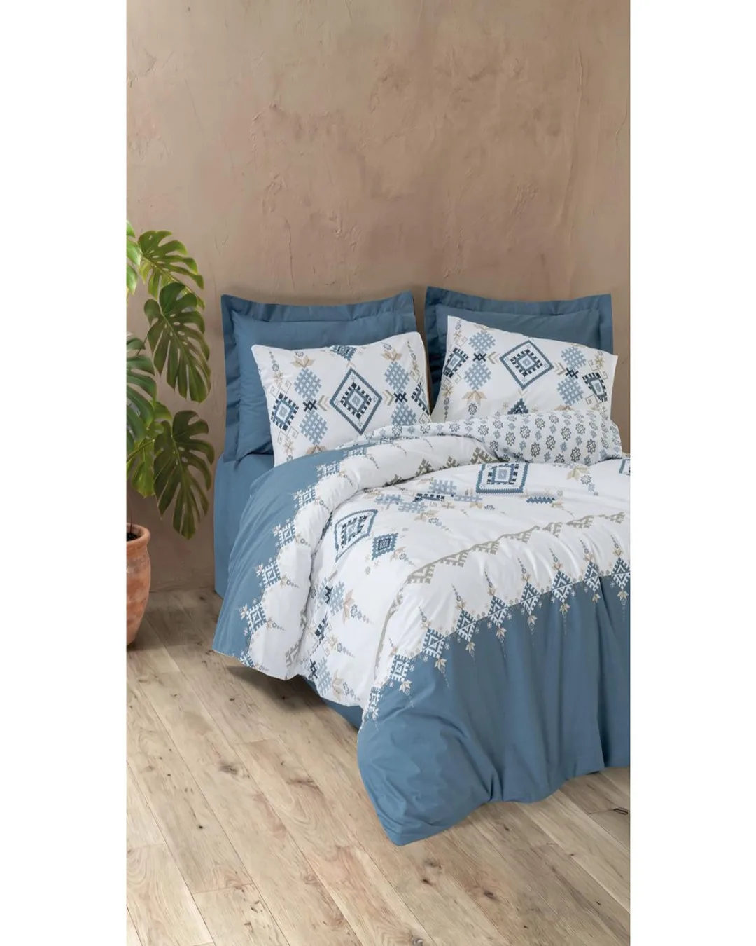 Cotton Box Uyku Seti Cift Kisilik Bohem Rnf Talora Indigo - 1. görsel