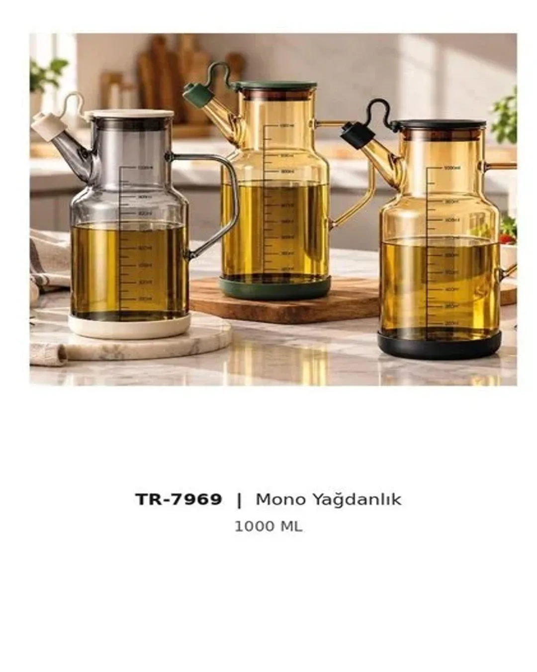 Dubai Yağlık Cam 1000 Ml Mono 3 Renk Tr 7969 - 1. görsel