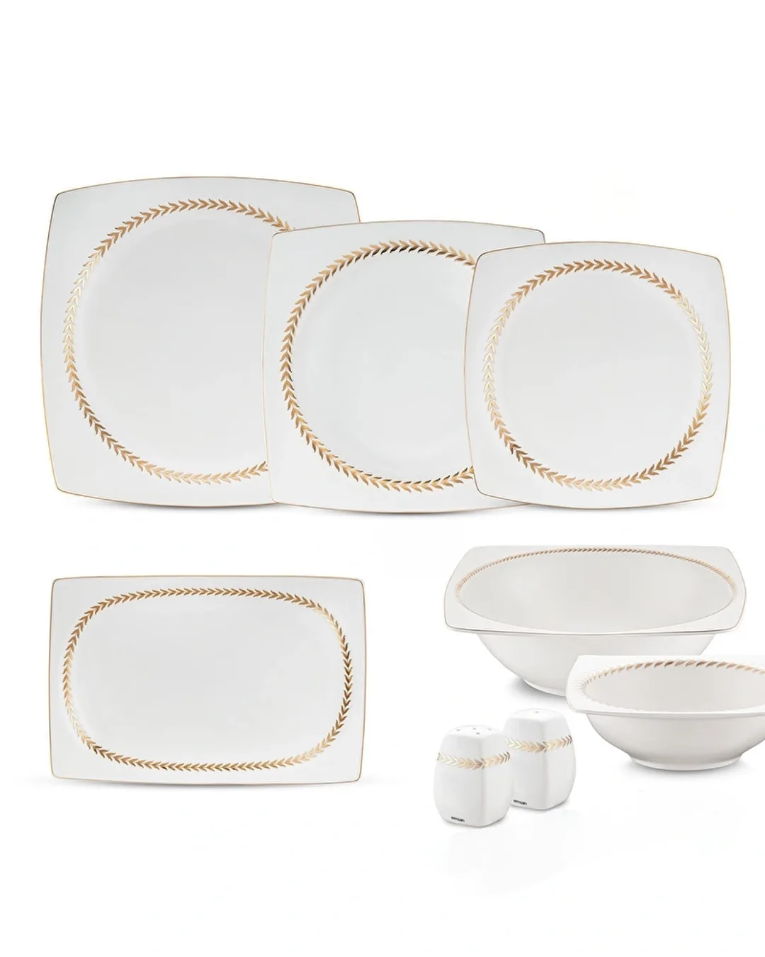 Emsan Yemek Takimi 53 Parça Porselen Fine Bone Basak Gold - 1. görsel