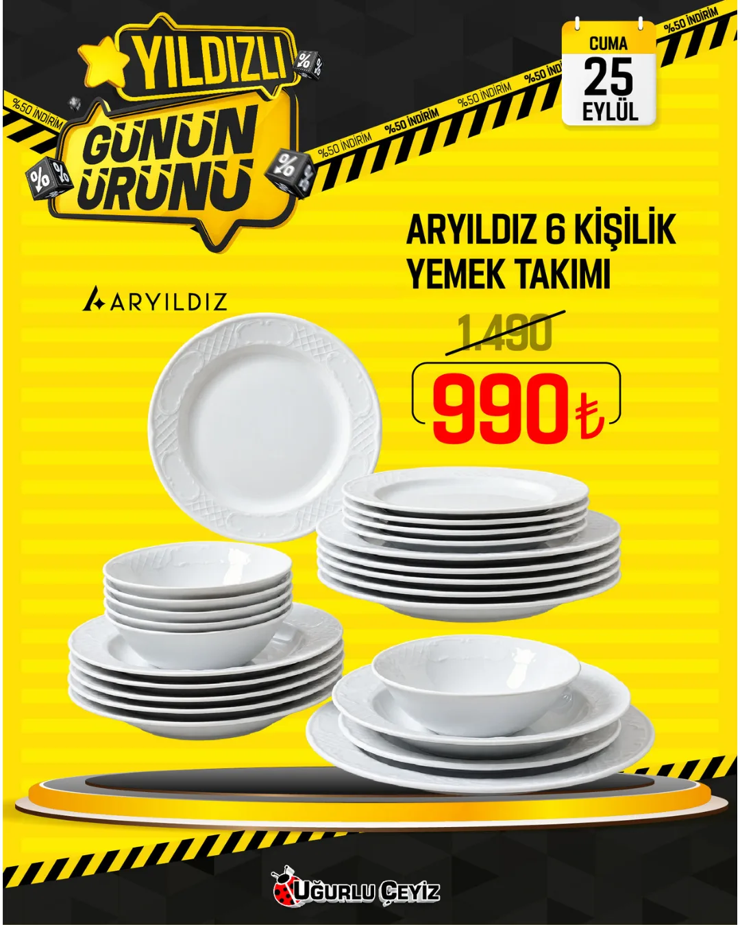 Aryıldız 6 Kişilik Yemek Takımı