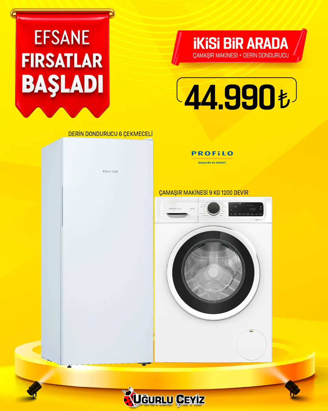 PROFİLO DERİN DONDURUCU + ÇAMAŞIR MAKİNASI İKİLİ PAKET