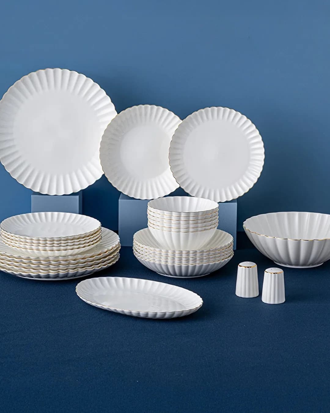 Emsan Yemek Takimi 53 Parça Porselen Fine Bone Daisy Beyaz - 1. görsel