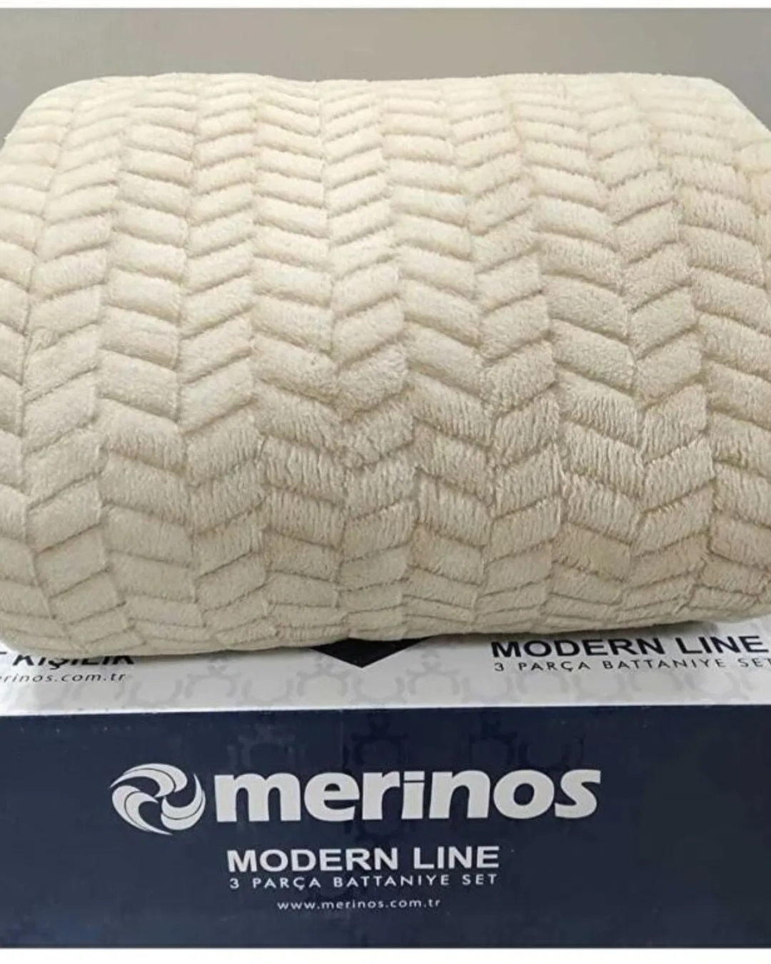 Merinos Modern Line Mocha 2 Parça Battaniye Seti - 1. görsel