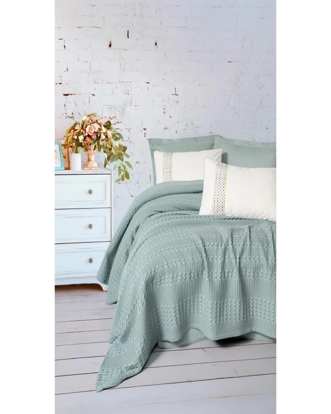 Cotton Box Pike Takımı Çift Kişilik Aura Pebble Mint - 1. görsel