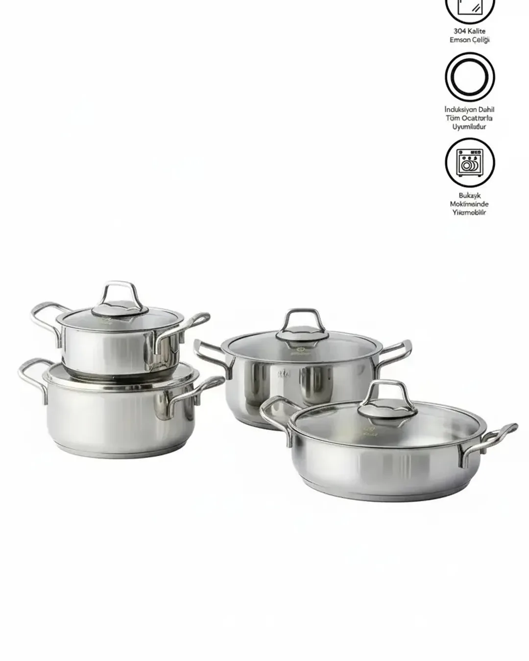 Emsan Tencere Set 8 Parça Demre Çelik