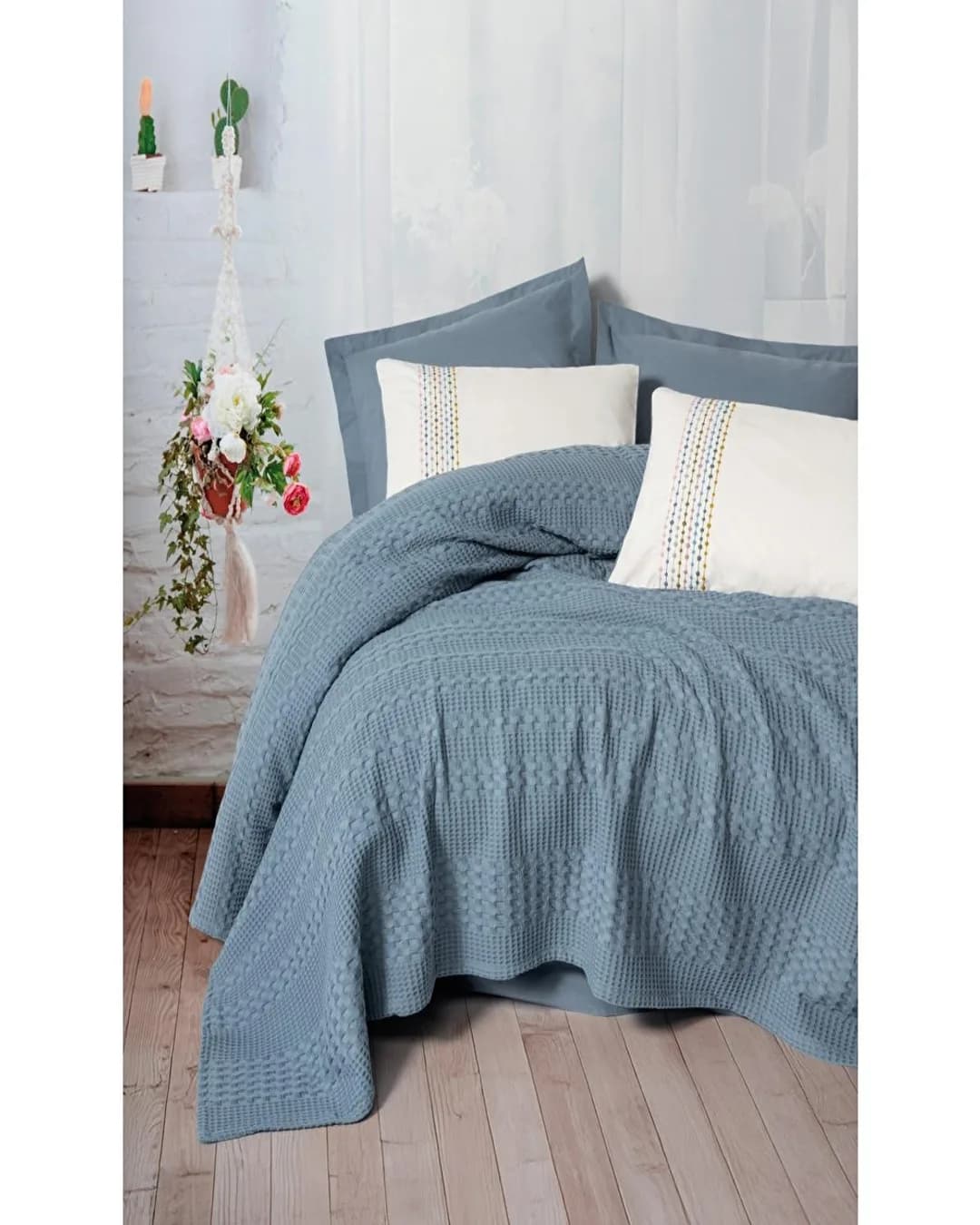 Cotton Box Pike Takımı Çift Kişilik Aura Pebble Indigo - 1. görsel