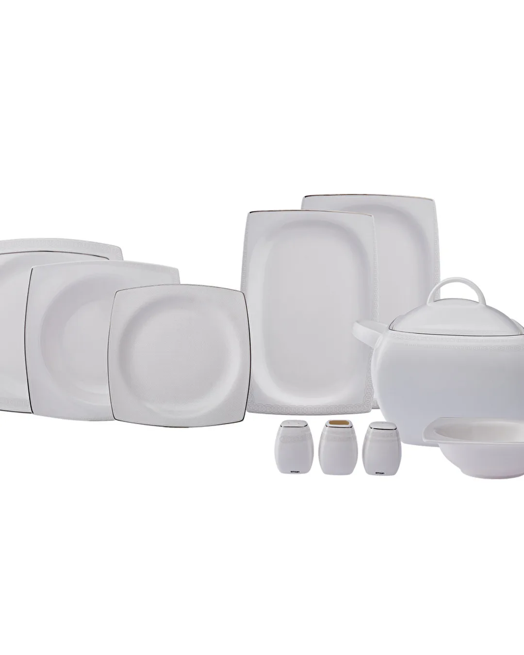 Emsan Yemek Takımı 60 Parça Fine Bone Kare Zencerek